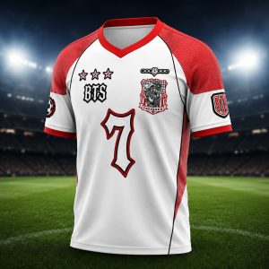 BTS Jimin At World Cup Final 2026 Number 7 Red White Soccer Jersey 4 BTS Jimin At World Cup Final 2026 Number 7 Red White Soccer Jersey