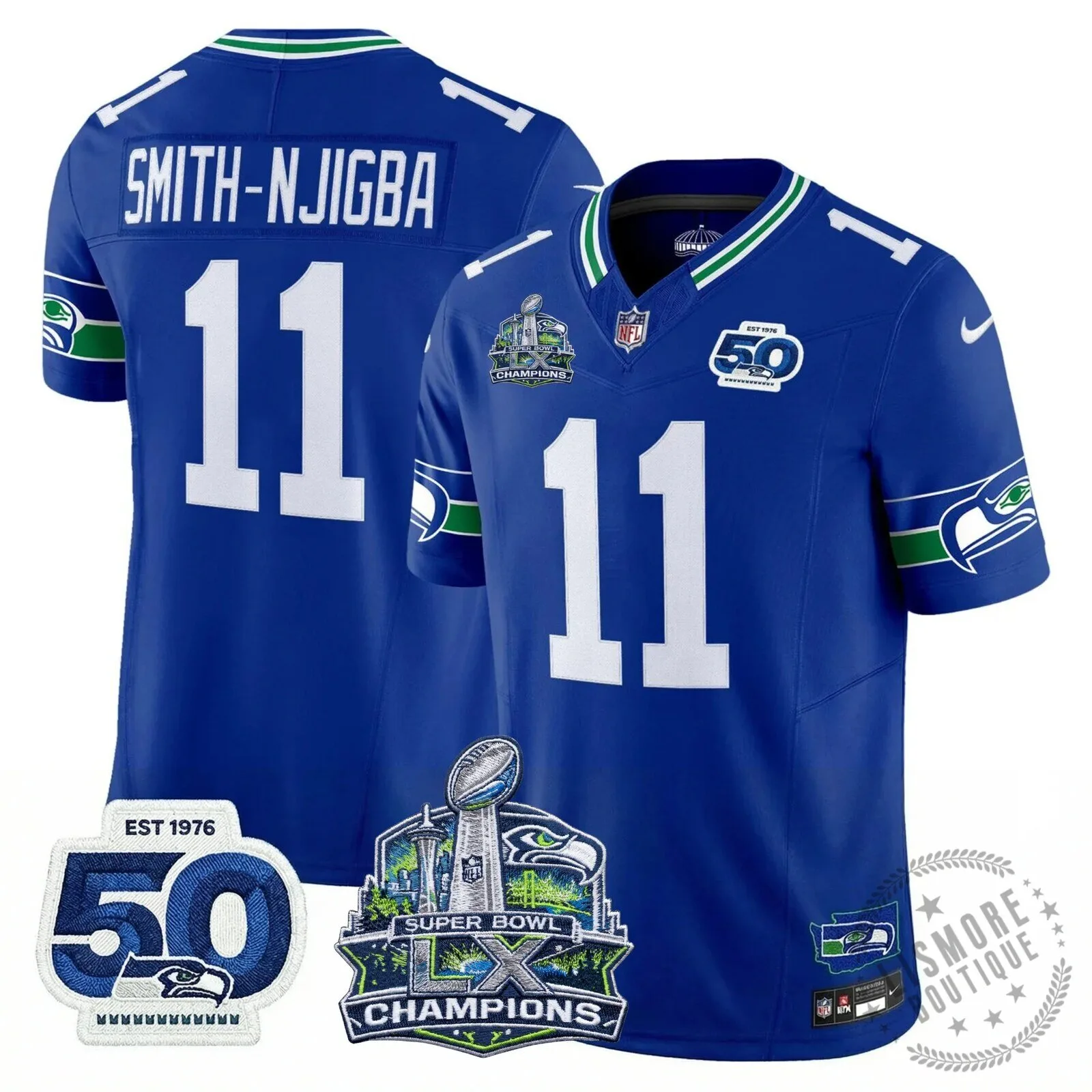 Seattle Seahawks Jaxon Smith-Njigba Super Bowl Champions Throwback Football Jersey