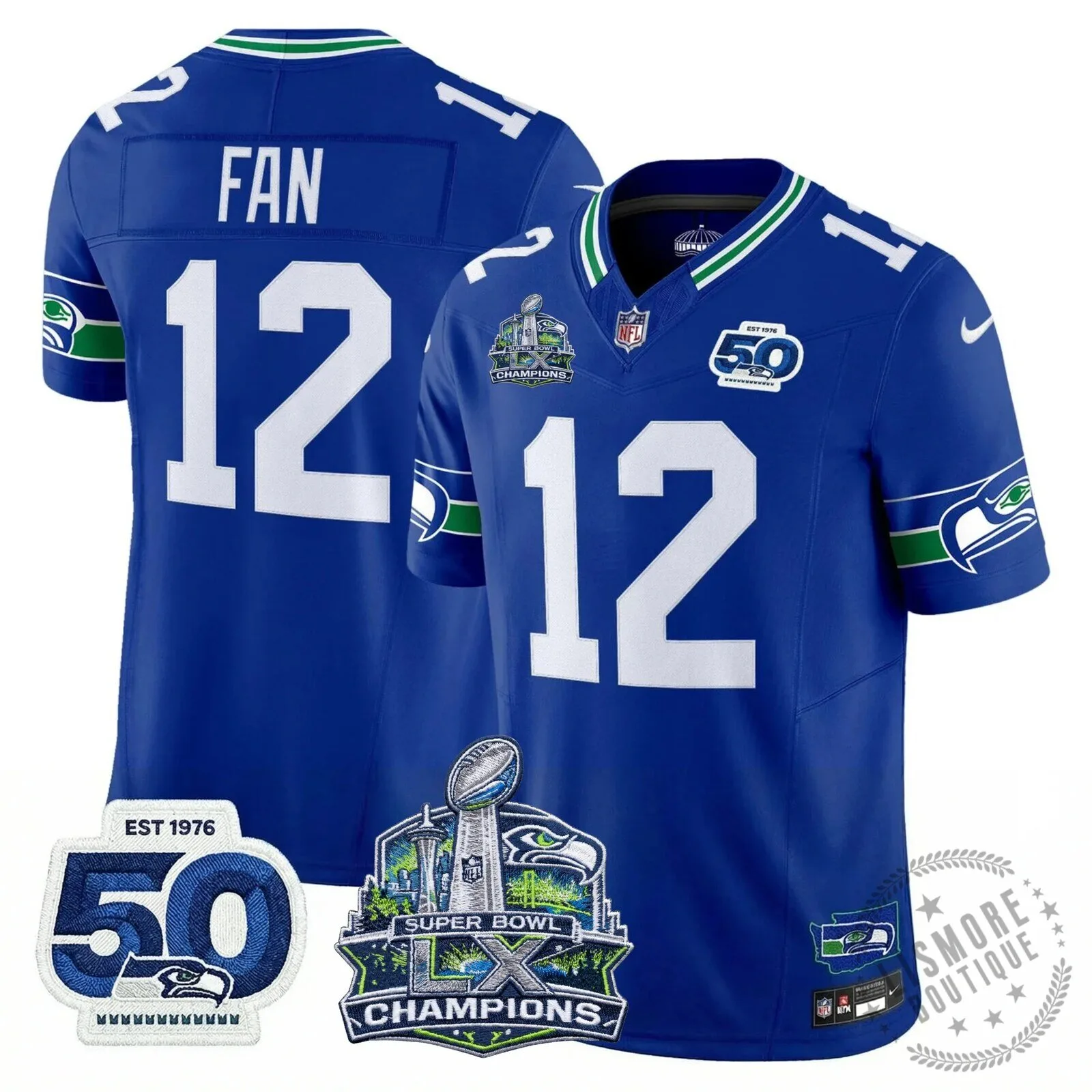 Seattle Seahawks Jaxon Smith-Njigba Super Bowl Champions Throwback Football Jersey 140 Seattle Seahawks Jaxon Smith-Njigba Super Bowl Champions Throwback Football Jersey