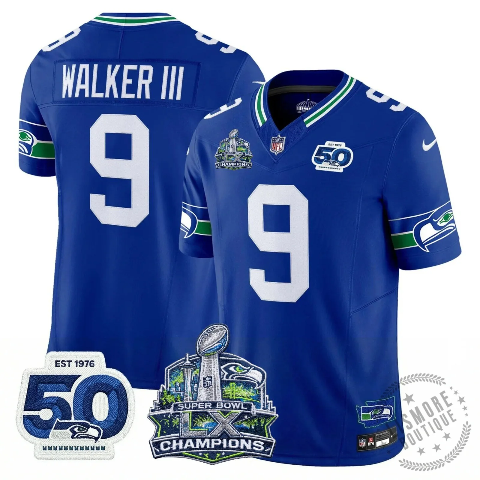 Seattle Seahawks Jaxon Smith-Njigba Super Bowl Champions Throwback Football Jersey 143 Seattle Seahawks Jaxon Smith-Njigba Super Bowl Champions Throwback Football Jersey