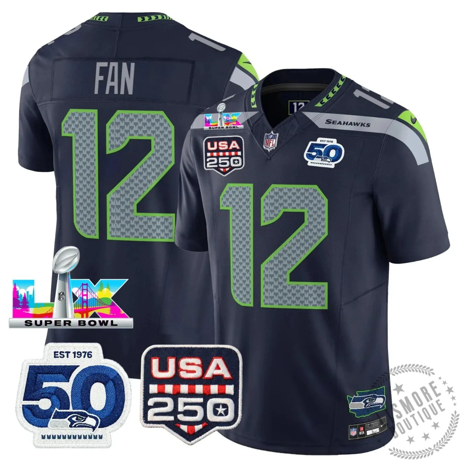 Seattle Seahawks Jaxon Smith-Njigba Super Bowl Champions Throwback Football Jersey 148 Seattle Seahawks Jaxon Smith-Njigba Super Bowl Champions Throwback Football Jersey