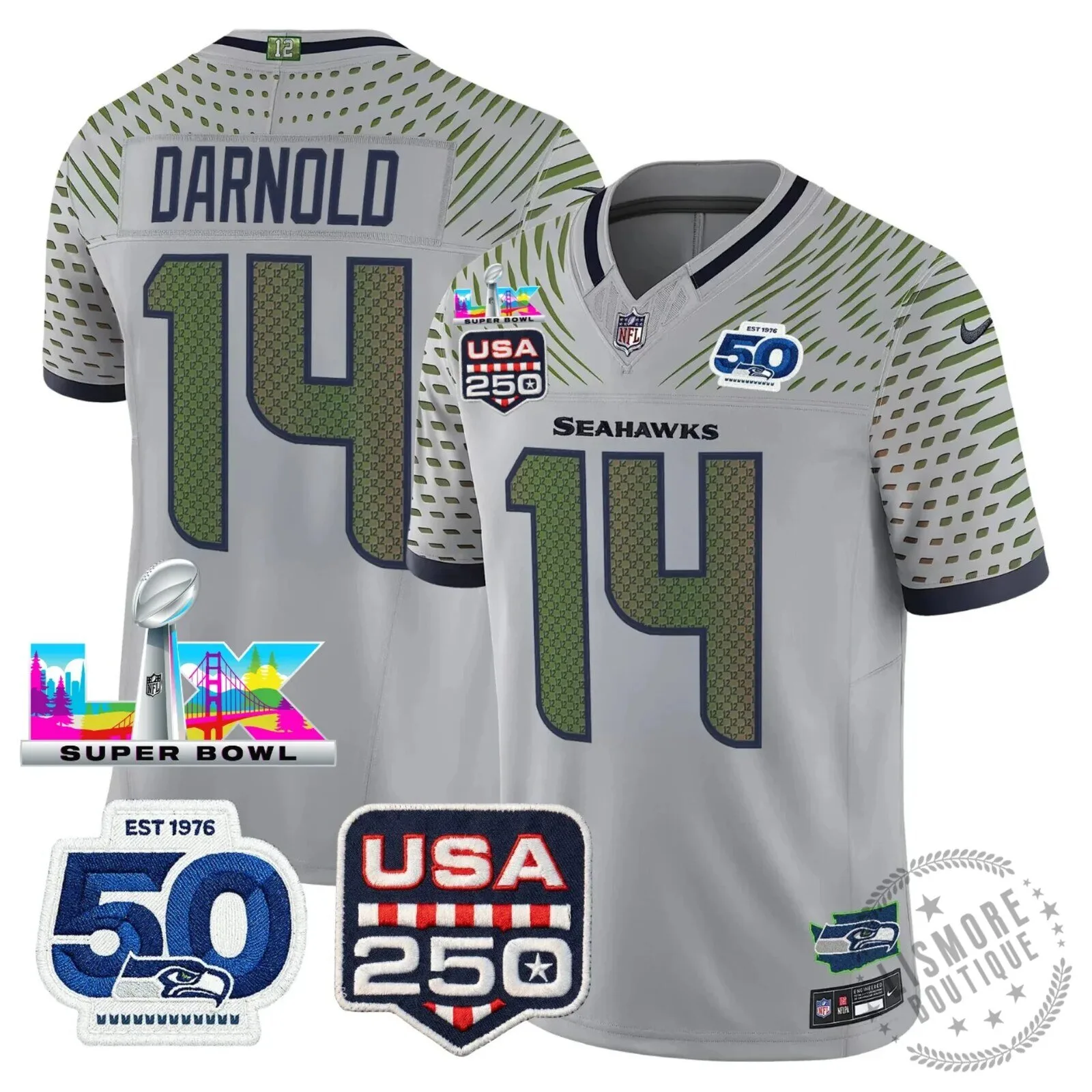 Seattle Seahawks Jaxon Smith-Njigba Super Bowl Champions Throwback Football Jersey 155 Seattle Seahawks Jaxon Smith-Njigba Super Bowl Champions Throwback Football Jersey