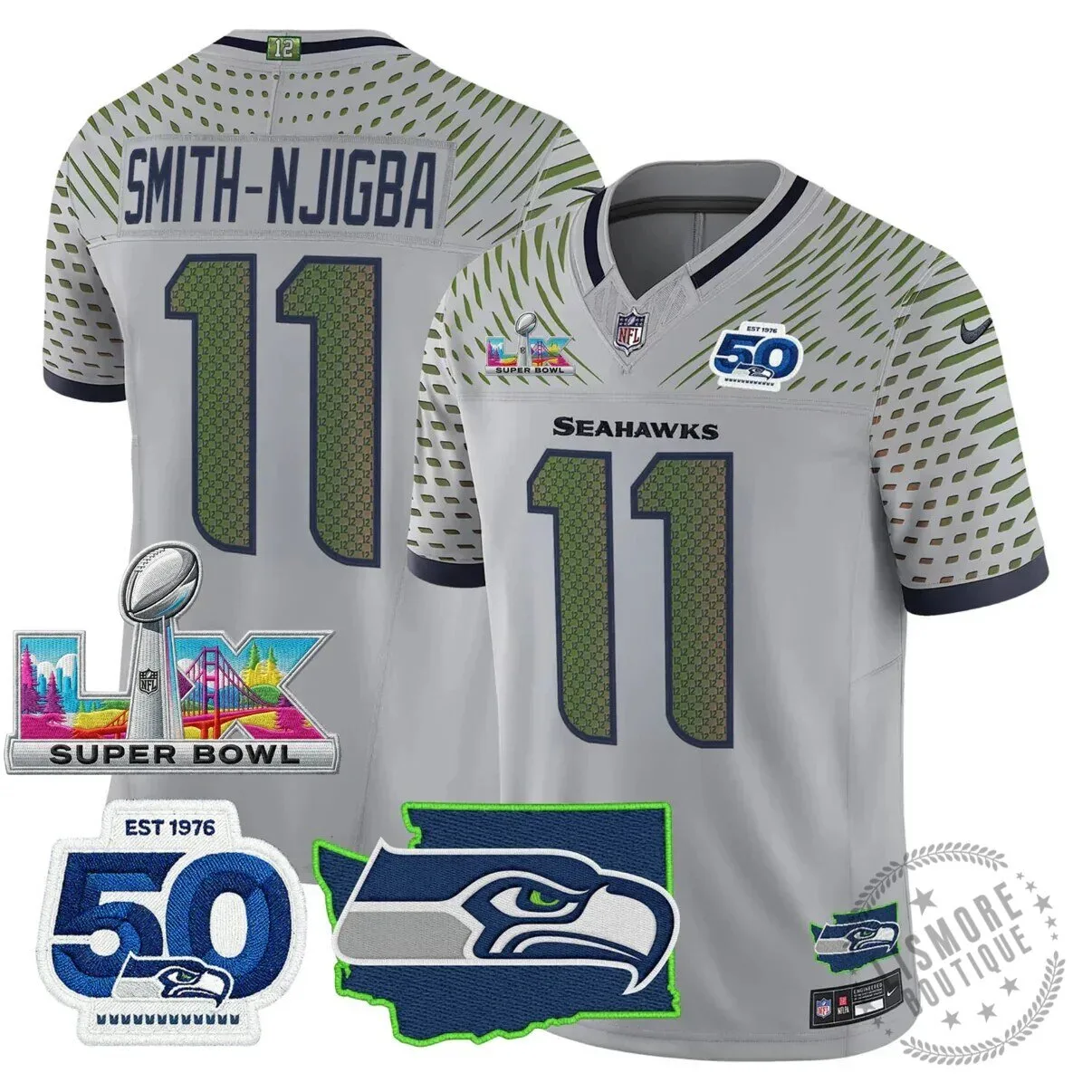 Seattle Seahawks Jaxon Smith-Njigba Super Bowl Champions Throwback Football Jersey 157 Seattle Seahawks Jaxon Smith-Njigba Super Bowl Champions Throwback Football Jersey