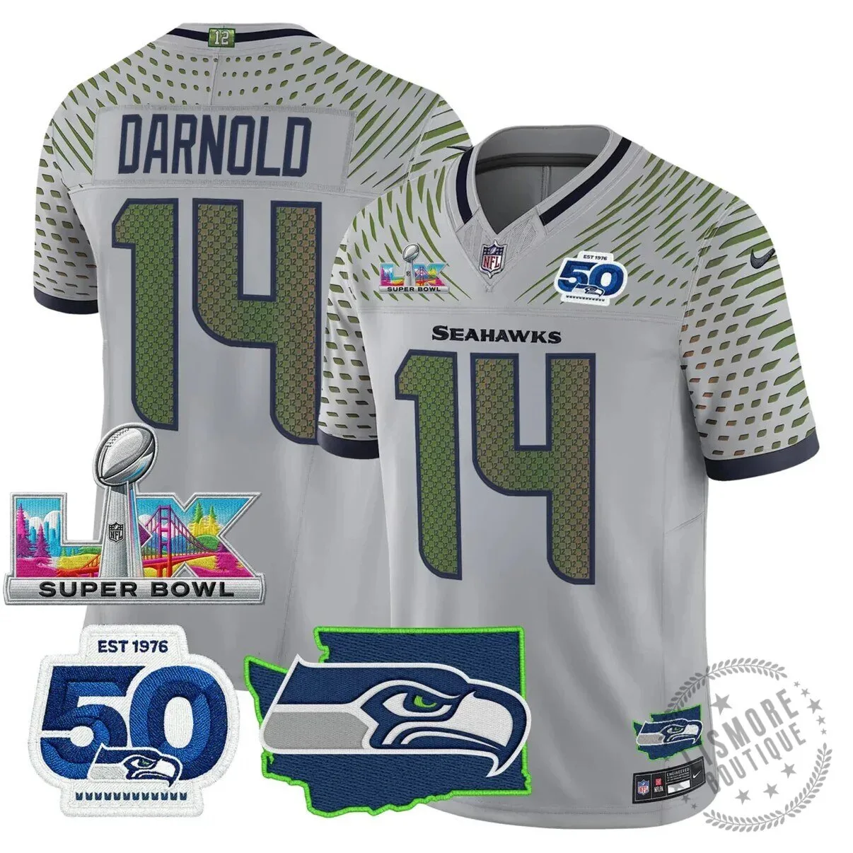 Seattle Seahawks Jaxon Smith-Njigba Super Bowl Champions Throwback Football Jersey 159 Seattle Seahawks Jaxon Smith-Njigba Super Bowl Champions Throwback Football Jersey