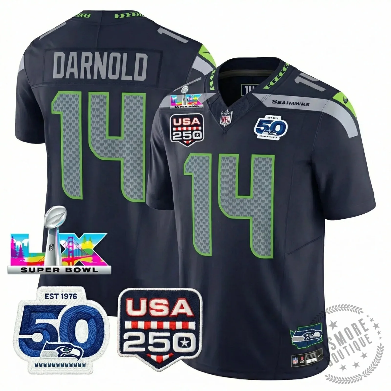 Seattle Seahawks Jaxon Smith-Njigba Super Bowl Champions Throwback Football Jersey 167 Seattle Seahawks Jaxon Smith-Njigba Super Bowl Champions Throwback Football Jersey
