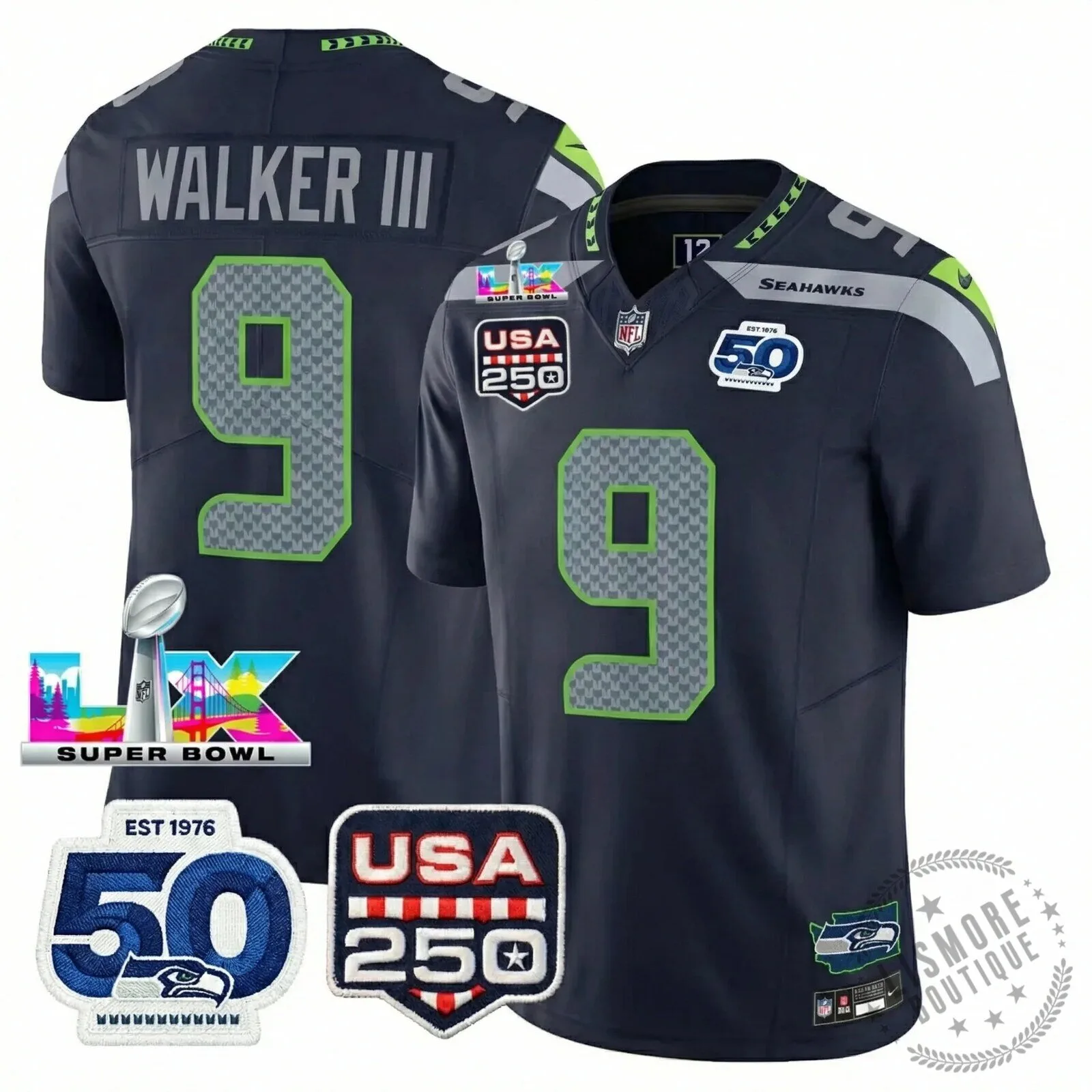 Seattle Seahawks Jaxon Smith-Njigba Super Bowl Champions Throwback Football Jersey 168 Seattle Seahawks Jaxon Smith-Njigba Super Bowl Champions Throwback Football Jersey