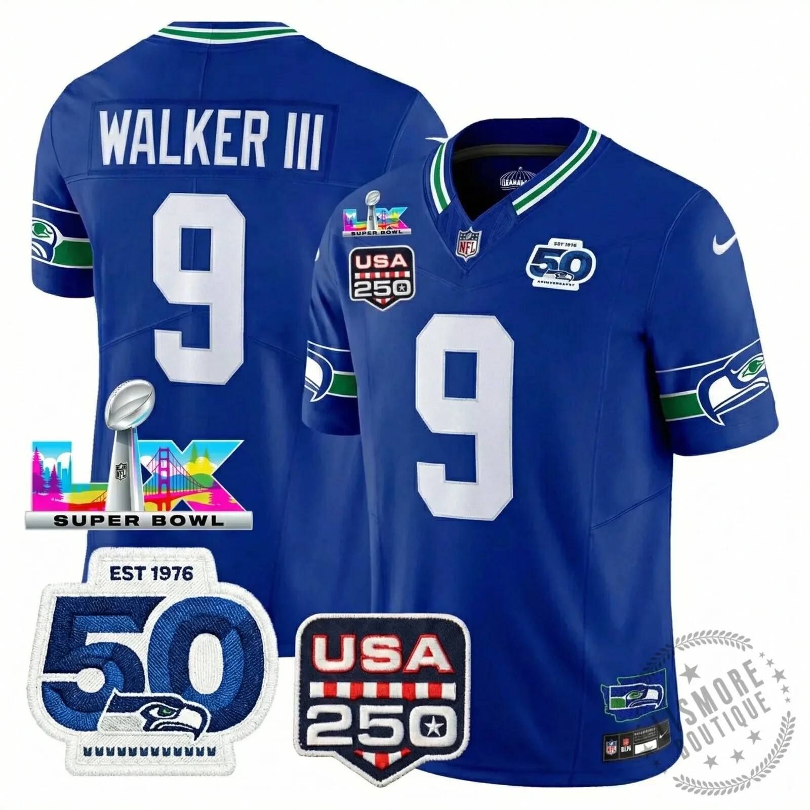 Seattle Seahawks Jaxon Smith-Njigba Super Bowl Champions Throwback Football Jersey 169 Seattle Seahawks Jaxon Smith-Njigba Super Bowl Champions Throwback Football Jersey