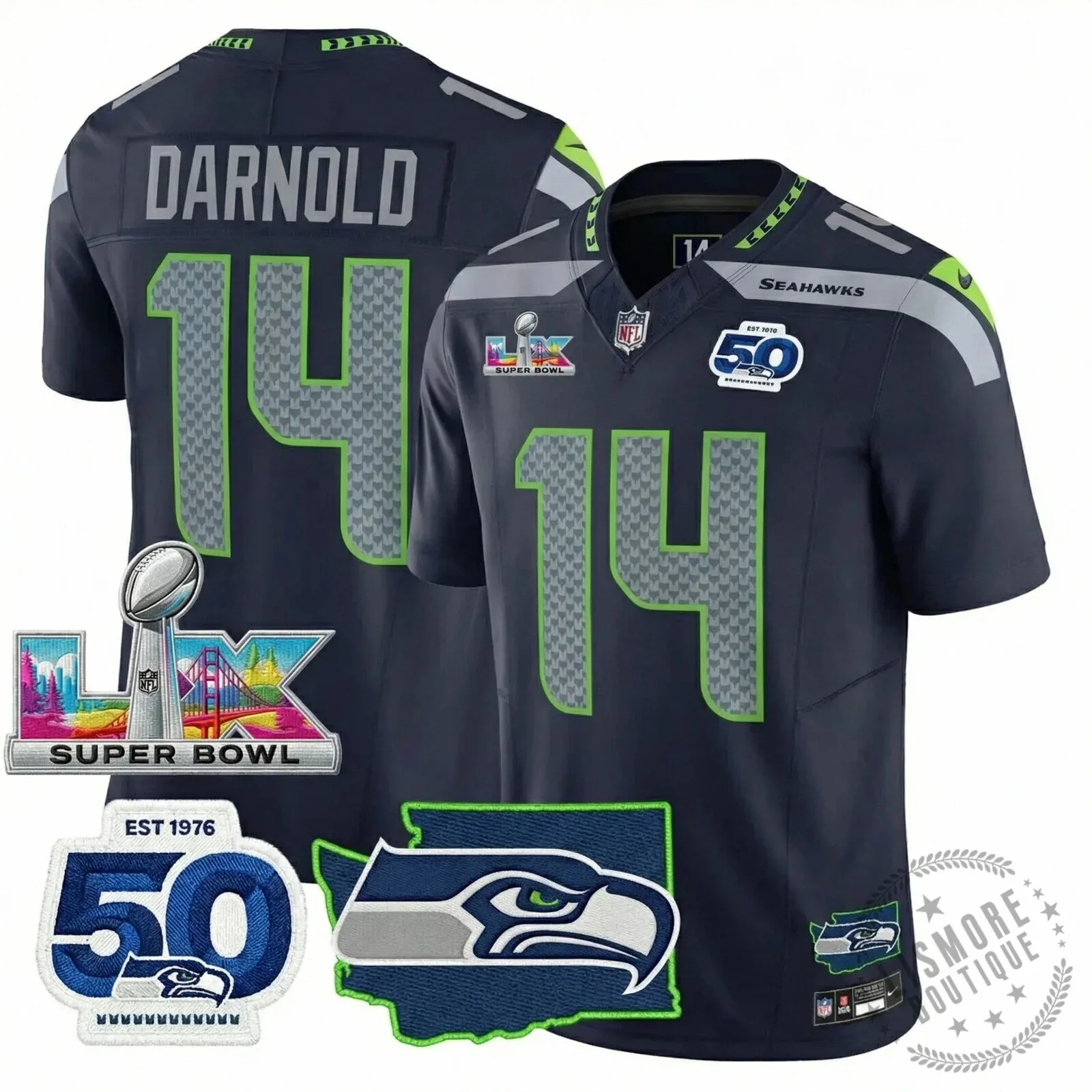Seattle Seahawks Jaxon Smith-Njigba Super Bowl Champions Throwback Football Jersey 170 Seattle Seahawks Jaxon Smith-Njigba Super Bowl Champions Throwback Football Jersey