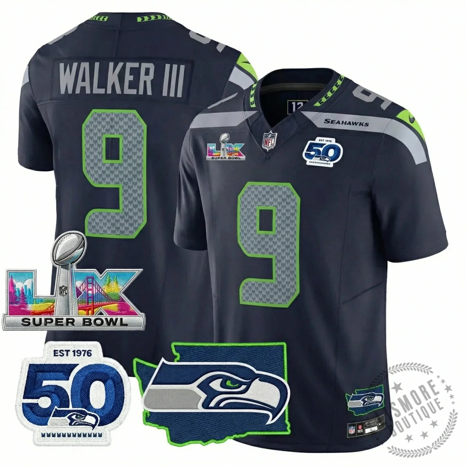 Seattle Seahawks Jaxon Smith-Njigba Super Bowl Champions Throwback Football Jersey 171 Seattle Seahawks Jaxon Smith-Njigba Super Bowl Champions Throwback Football Jersey