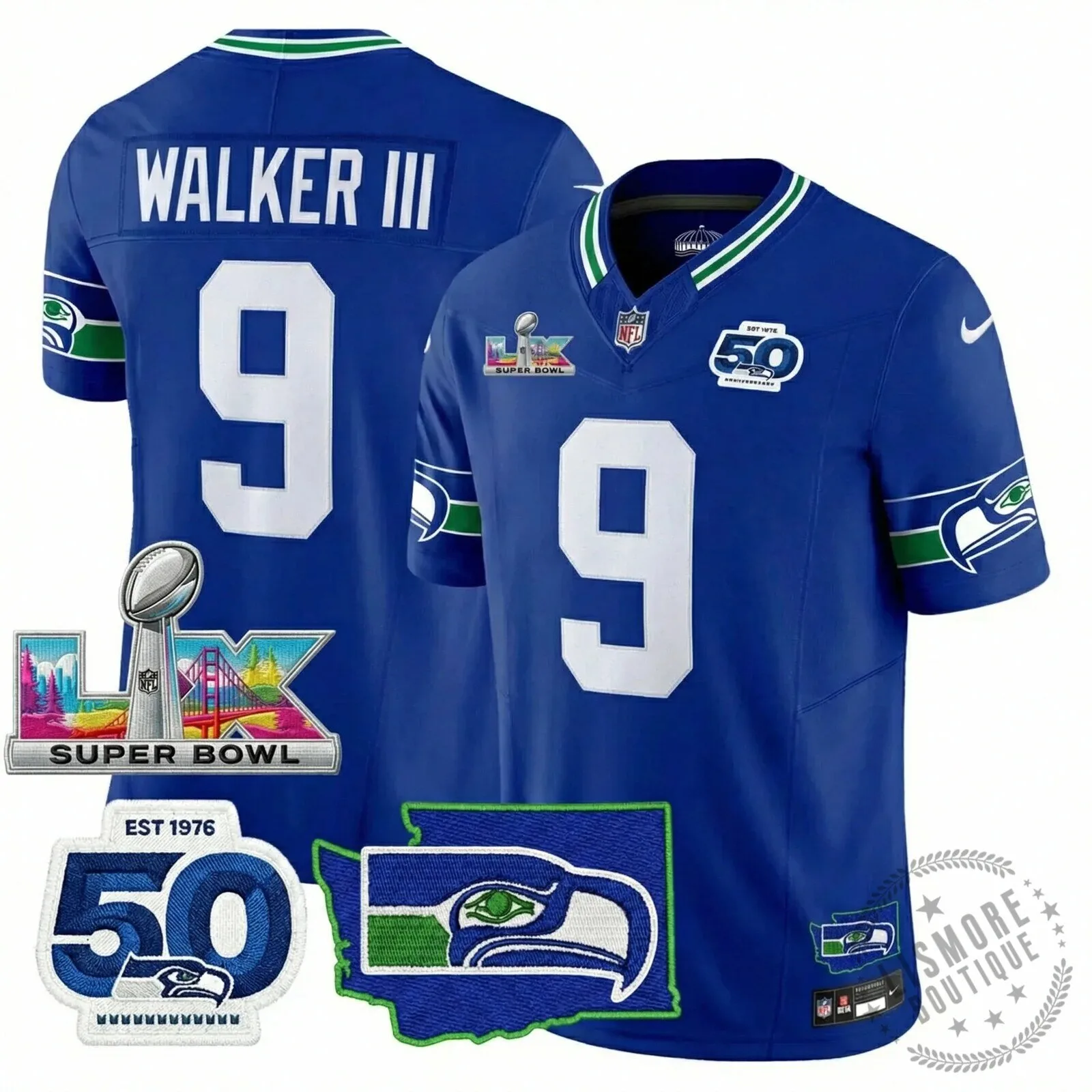 Seattle Seahawks Jaxon Smith-Njigba Super Bowl Champions Throwback Football Jersey 172 Seattle Seahawks Jaxon Smith-Njigba Super Bowl Champions Throwback Football Jersey