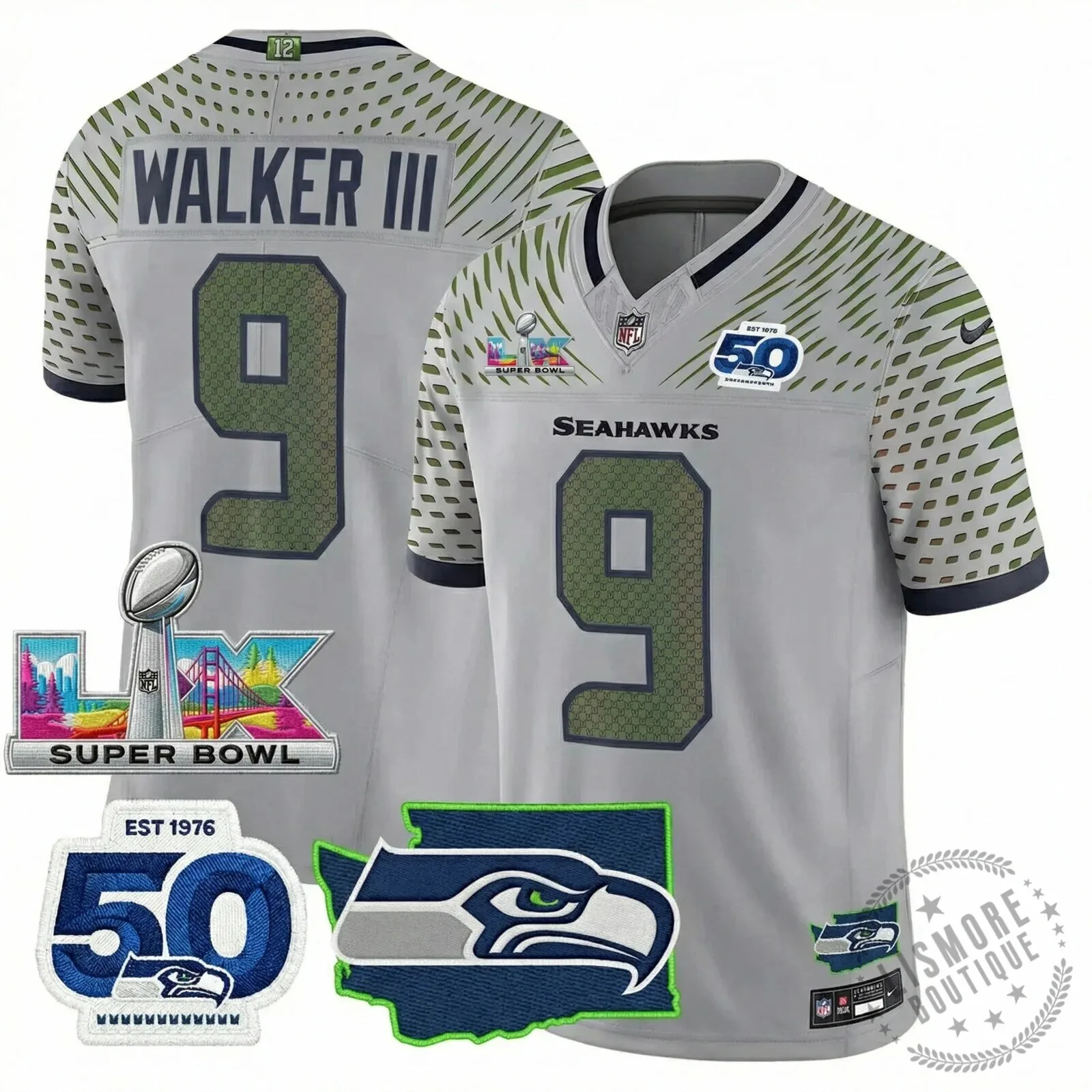 Seattle Seahawks Jaxon Smith-Njigba Super Bowl Champions Throwback Football Jersey 174 Seattle Seahawks Jaxon Smith-Njigba Super Bowl Champions Throwback Football Jersey