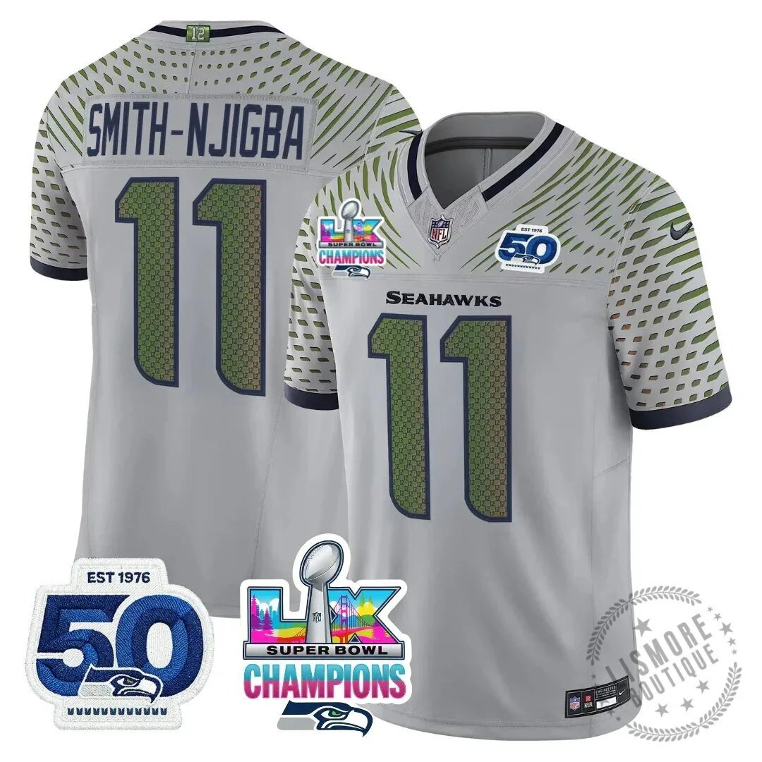 Seattle Seahawks Jaxon Smith-Njigba Super Bowl Champions Throwback Football Jersey 179 Seattle Seahawks Jaxon Smith-Njigba Super Bowl Champions Throwback Football Jersey