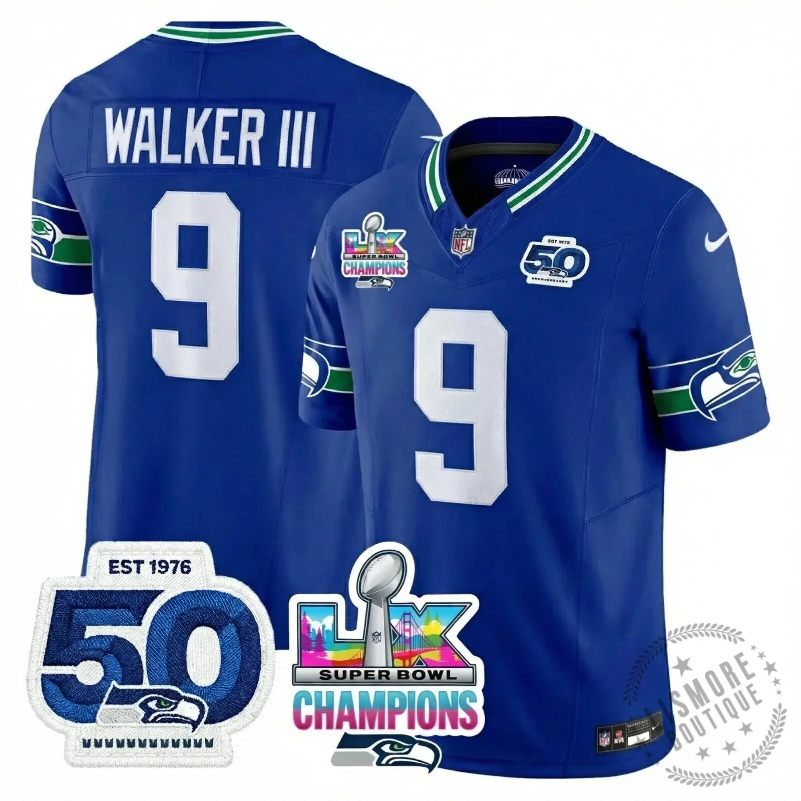 Seattle Seahawks Jaxon Smith-Njigba Super Bowl Champions Throwback Football Jersey 182 Seattle Seahawks Jaxon Smith-Njigba Super Bowl Champions Throwback Football Jersey