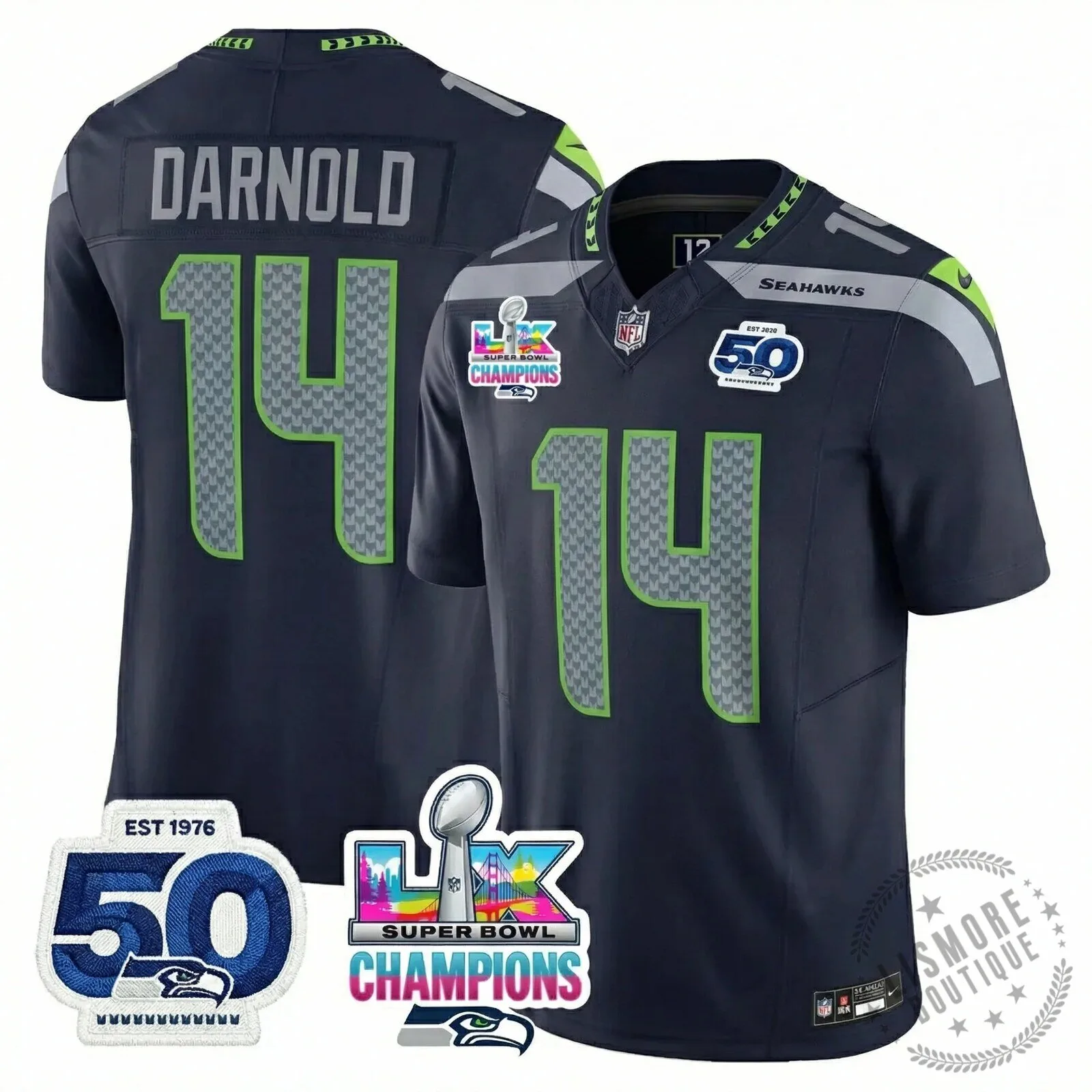 Seattle Seahawks Jaxon Smith-Njigba Super Bowl Champions Throwback Football Jersey 183 Seattle Seahawks Jaxon Smith-Njigba Super Bowl Champions Throwback Football Jersey