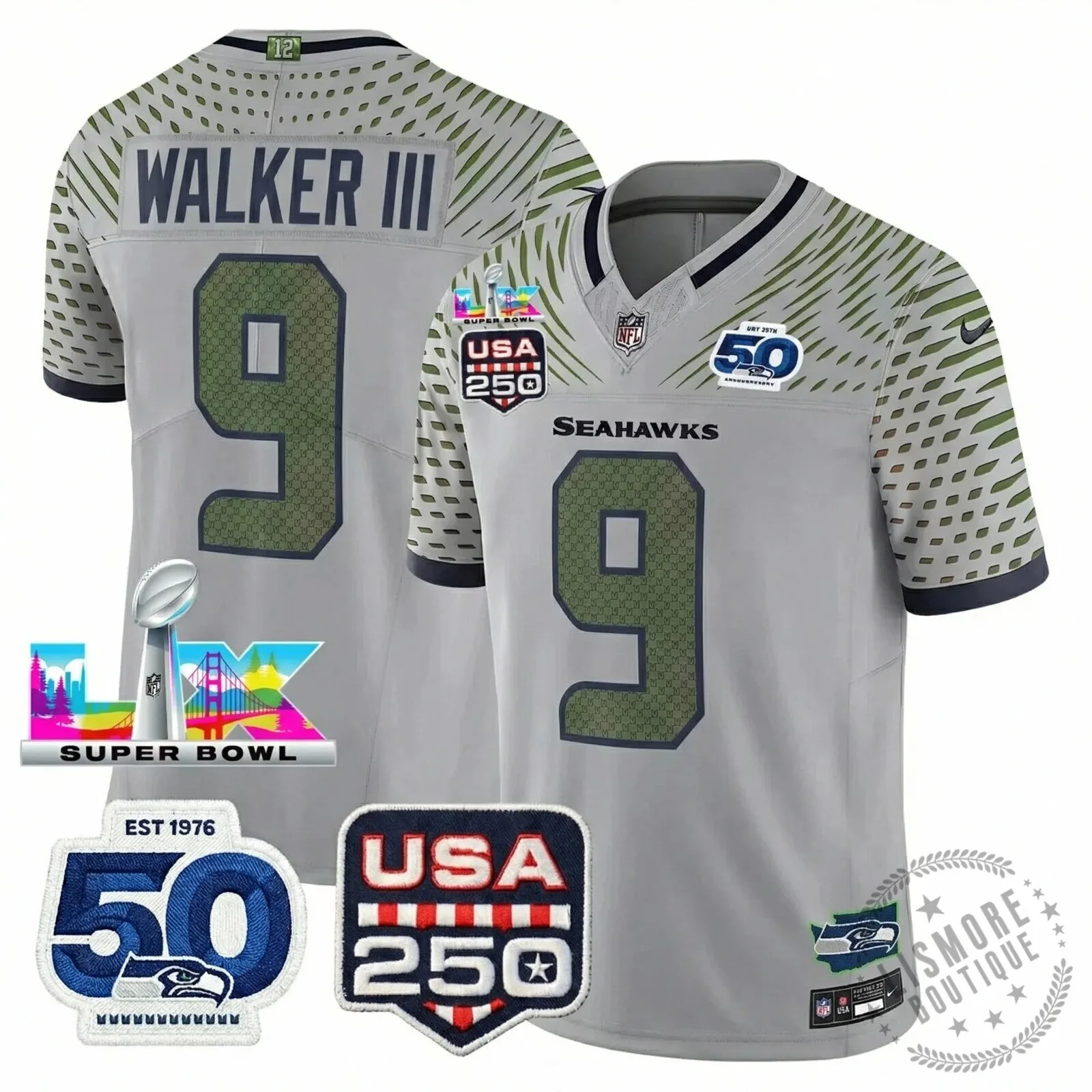 Seattle Seahawks Jaxon Smith-Njigba Super Bowl Champions Throwback Football Jersey 189 Seattle Seahawks Jaxon Smith-Njigba Super Bowl Champions Throwback Football Jersey