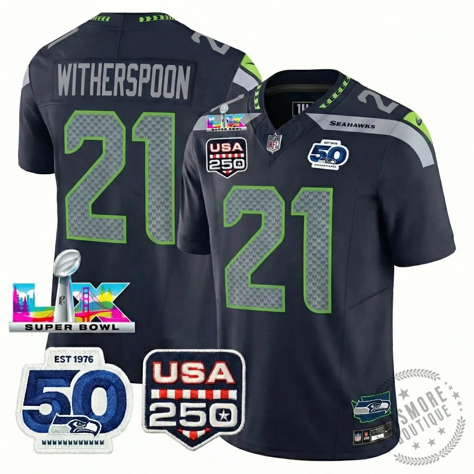 Seattle Seahawks Jaxon Smith-Njigba Super Bowl Champions Throwback Football Jersey 190 Seattle Seahawks Jaxon Smith-Njigba Super Bowl Champions Throwback Football Jersey
