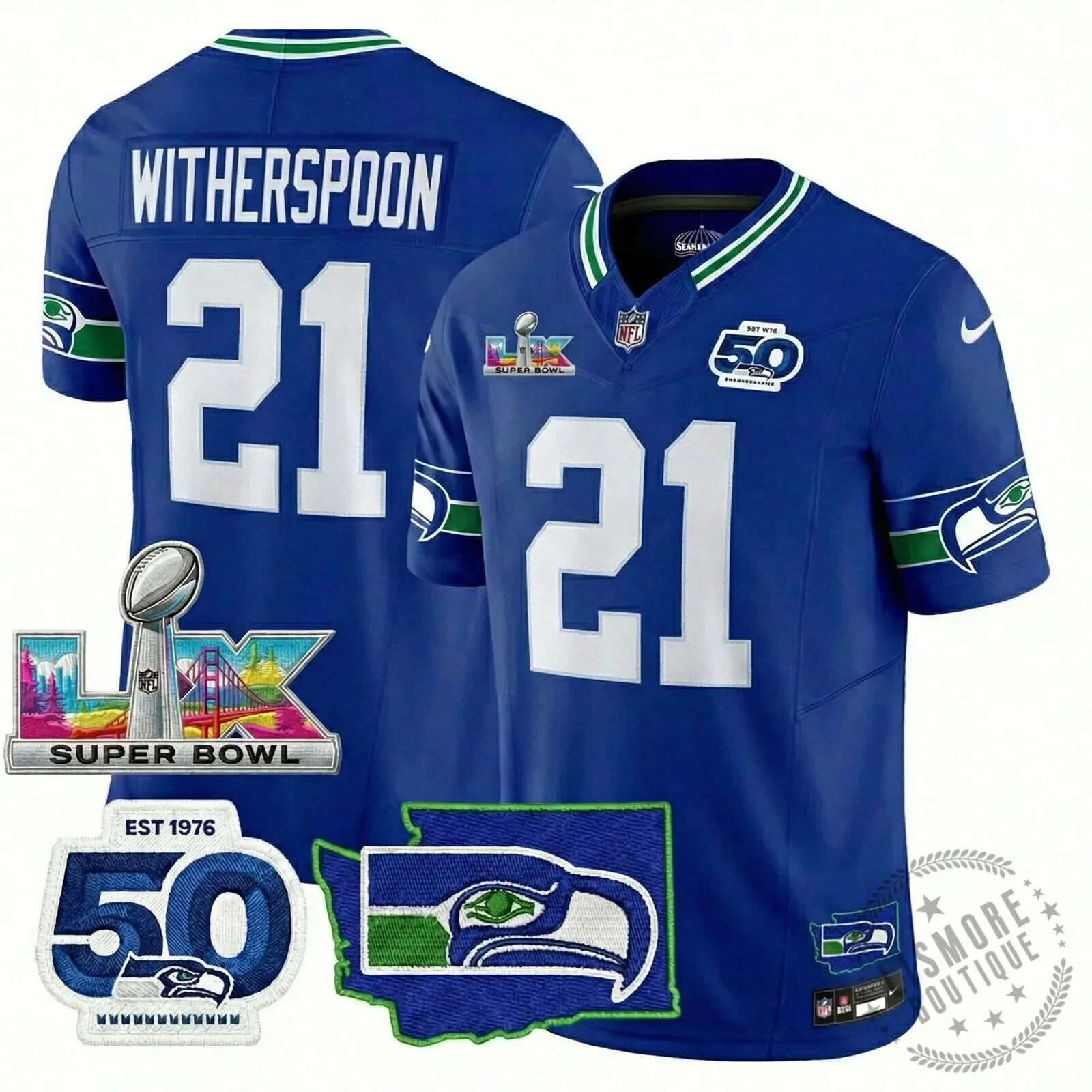 Seattle Seahawks Jaxon Smith-Njigba Super Bowl Champions Throwback Football Jersey 194 Seattle Seahawks Jaxon Smith-Njigba Super Bowl Champions Throwback Football Jersey