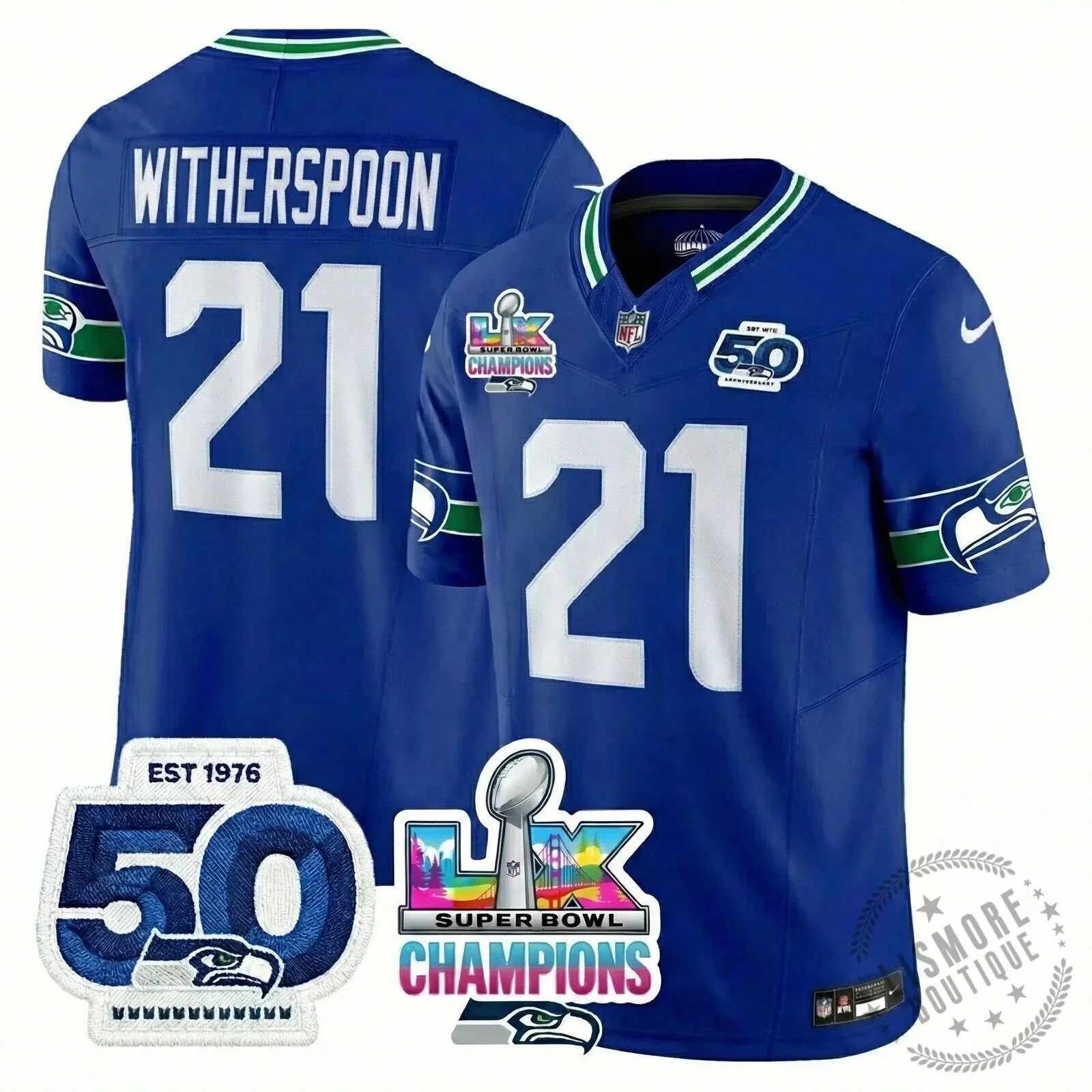 Seattle Seahawks Jaxon Smith-Njigba Super Bowl Champions Throwback Football Jersey 195 Seattle Seahawks Jaxon Smith-Njigba Super Bowl Champions Throwback Football Jersey