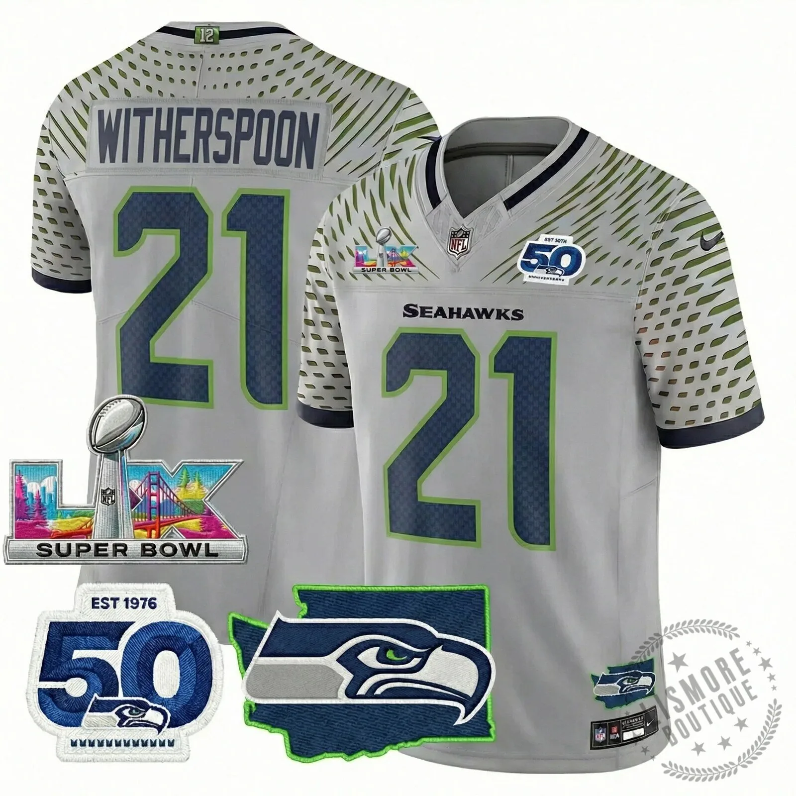 Seattle Seahawks Jaxon Smith-Njigba Super Bowl Champions Throwback Football Jersey 196 Seattle Seahawks Jaxon Smith-Njigba Super Bowl Champions Throwback Football Jersey