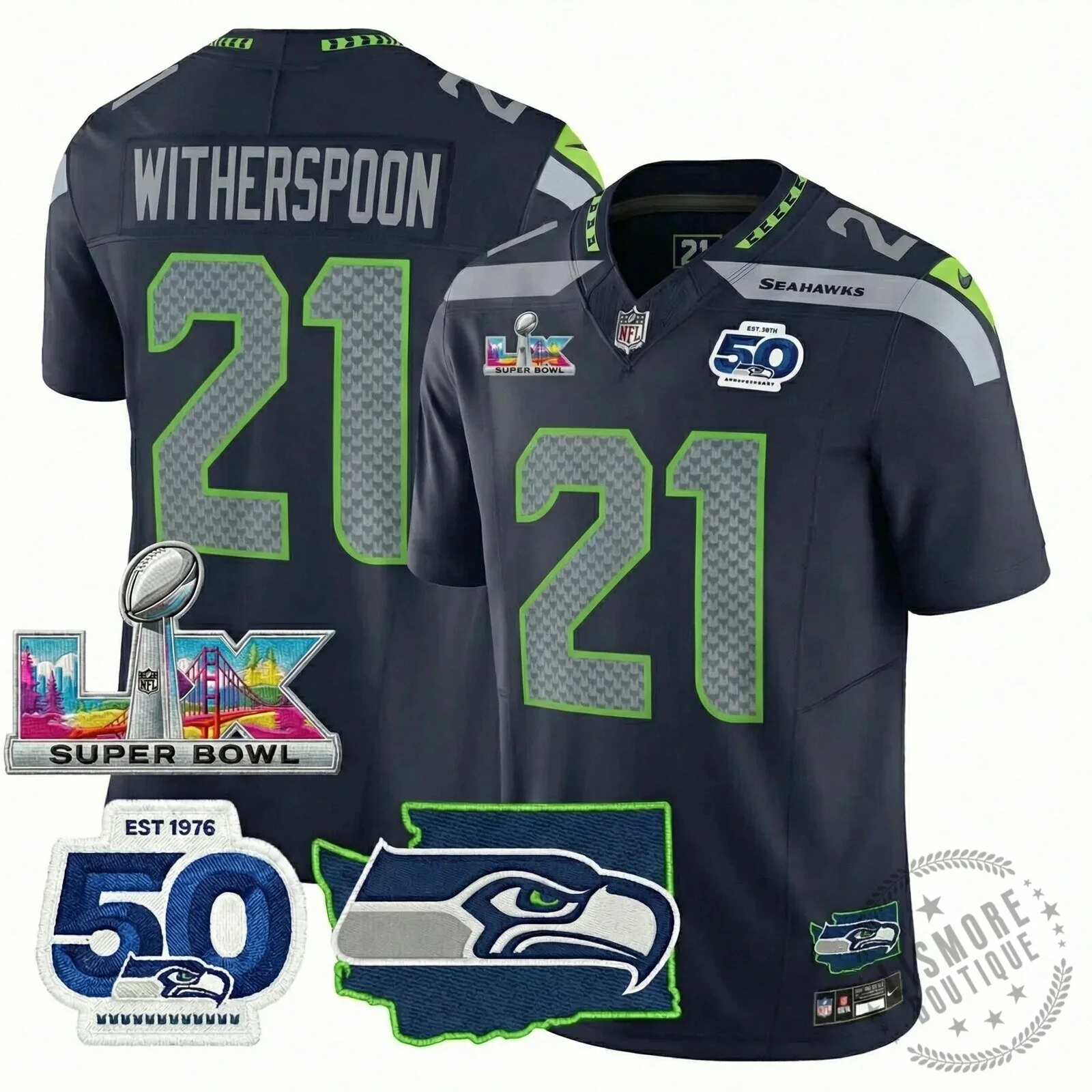 Seattle Seahawks Jaxon Smith-Njigba Super Bowl Champions Throwback Football Jersey 197 Seattle Seahawks Jaxon Smith-Njigba Super Bowl Champions Throwback Football Jersey