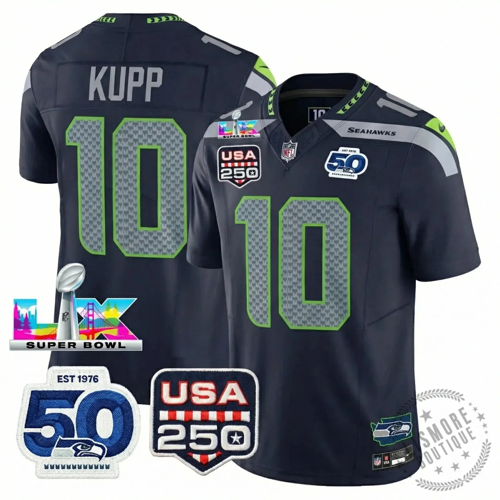 Seattle Seahawks Jaxon Smith-Njigba Super Bowl Champions Throwback Football Jersey 210 Seattle Seahawks Jaxon Smith-Njigba Super Bowl Champions Throwback Football Jersey