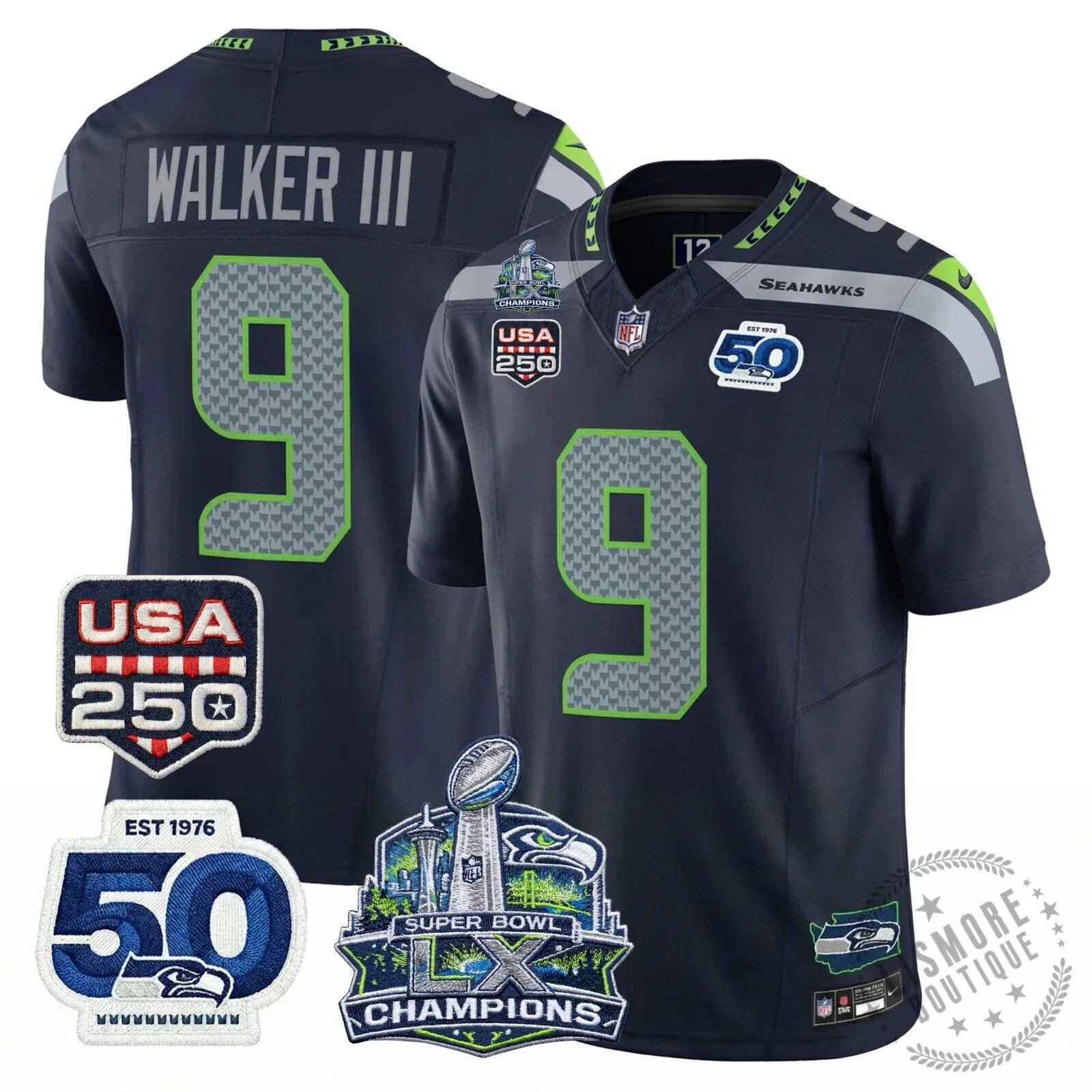 Seattle Seahawks Jaxon Smith-Njigba Super Bowl Champions Throwback Football Jersey 230 Seattle Seahawks Jaxon Smith-Njigba Super Bowl Champions Throwback Football Jersey