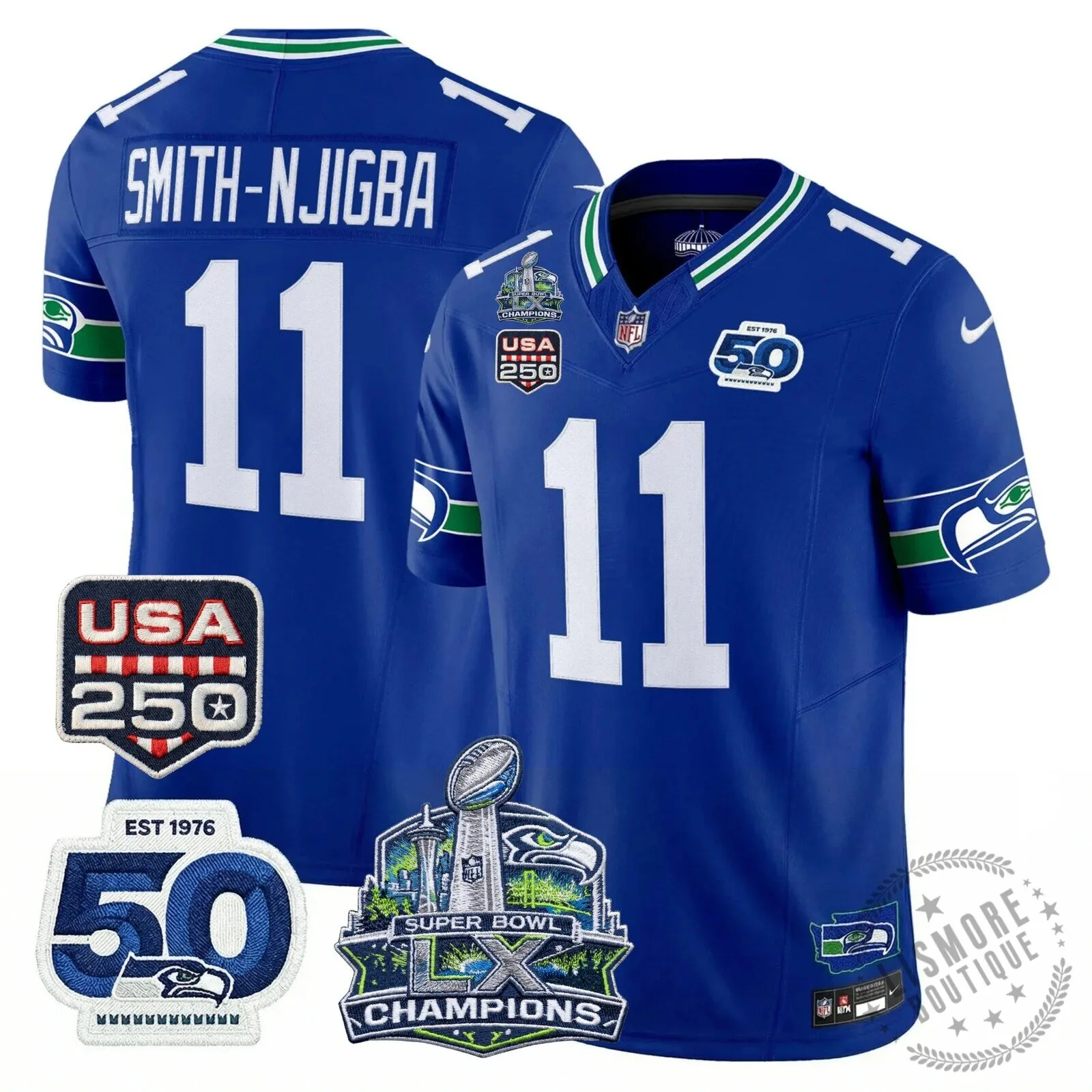 Seattle Seahawks Jaxon Smith-Njigba Super Bowl Champions Throwback Football Jersey 238 Seattle Seahawks Jaxon Smith-Njigba Super Bowl Champions Throwback Football Jersey