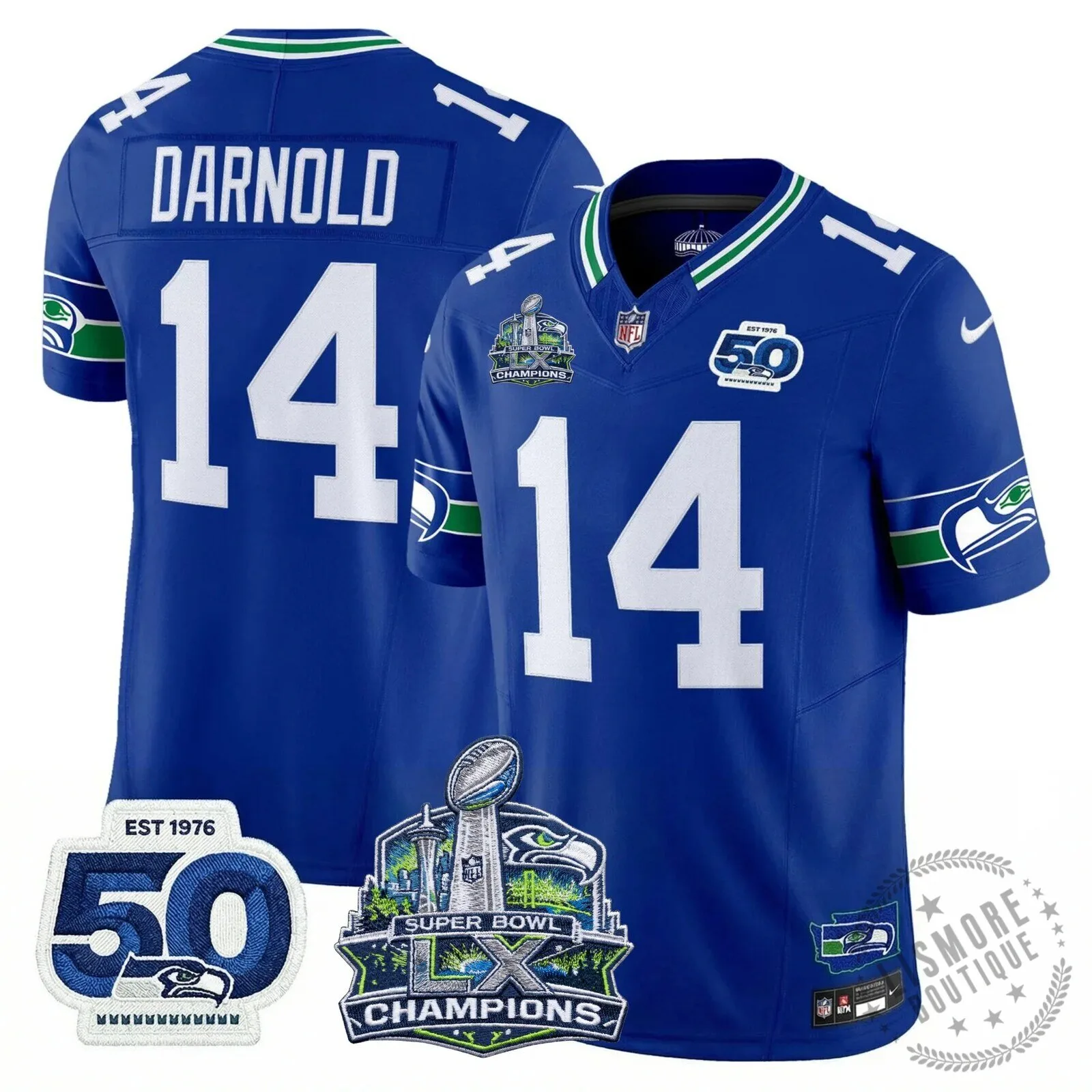 Seattle Seahawks Jaxon Smith-Njigba Super Bowl Champions Throwback Football Jersey 240 Seattle Seahawks Jaxon Smith-Njigba Super Bowl Champions Throwback Football Jersey