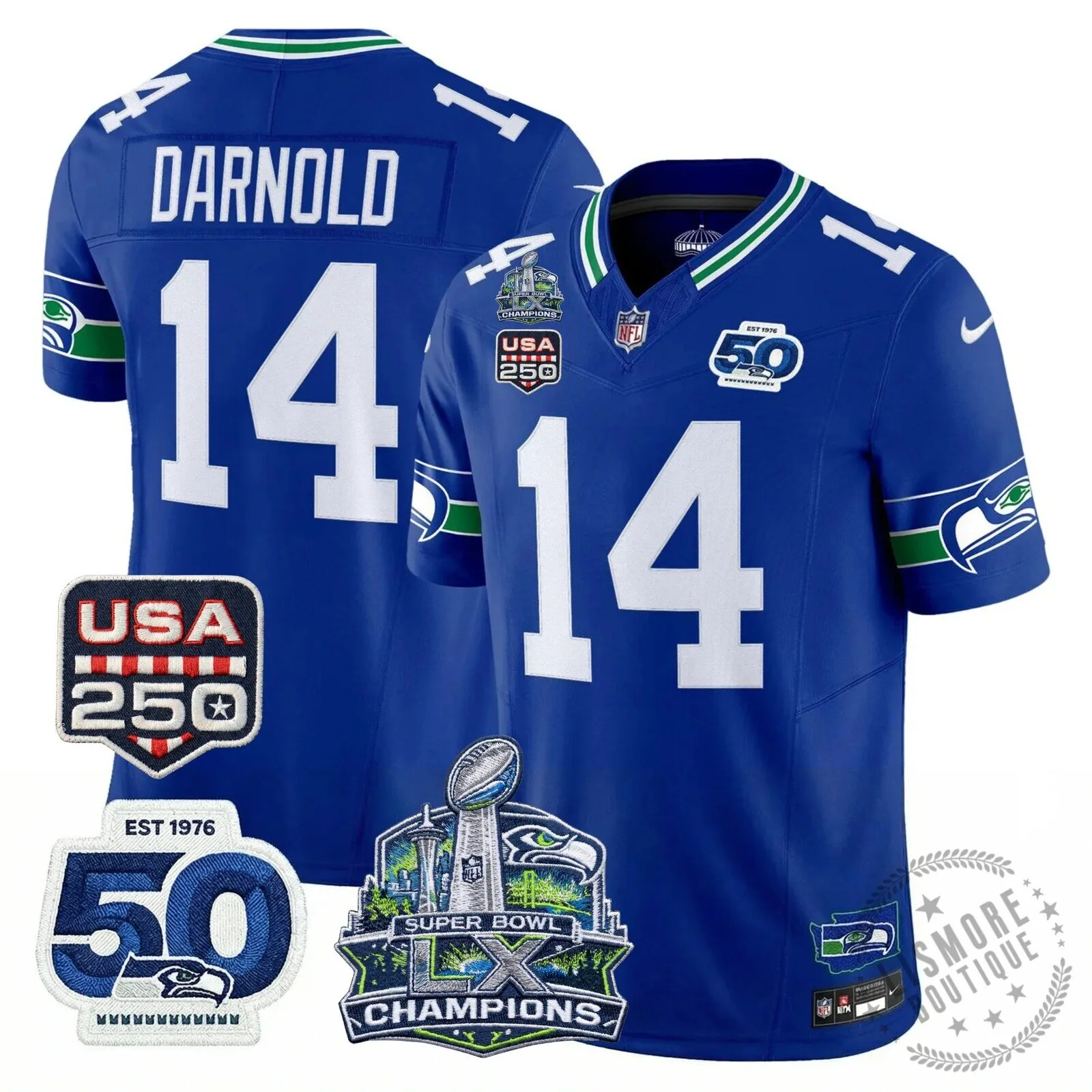 Seattle Seahawks Jaxon Smith-Njigba Super Bowl Champions Throwback Football Jersey 242 Seattle Seahawks Jaxon Smith-Njigba Super Bowl Champions Throwback Football Jersey