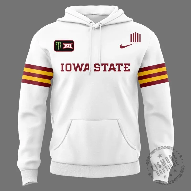 Iowa State Cyclones Football Team White and Red Striped Hoodie 6 Iowa State Cyclones Football Team White and Red Striped Hoodie