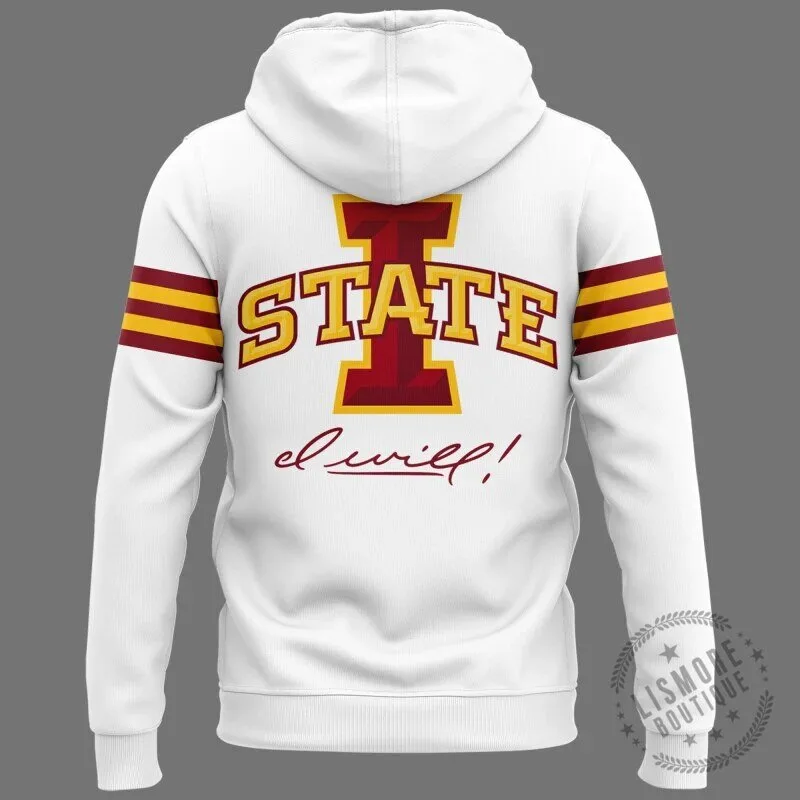 Iowa State Cyclones Football Team White and Red Striped Hoodie 7 Iowa State Cyclones Football Team White and Red Striped Hoodie