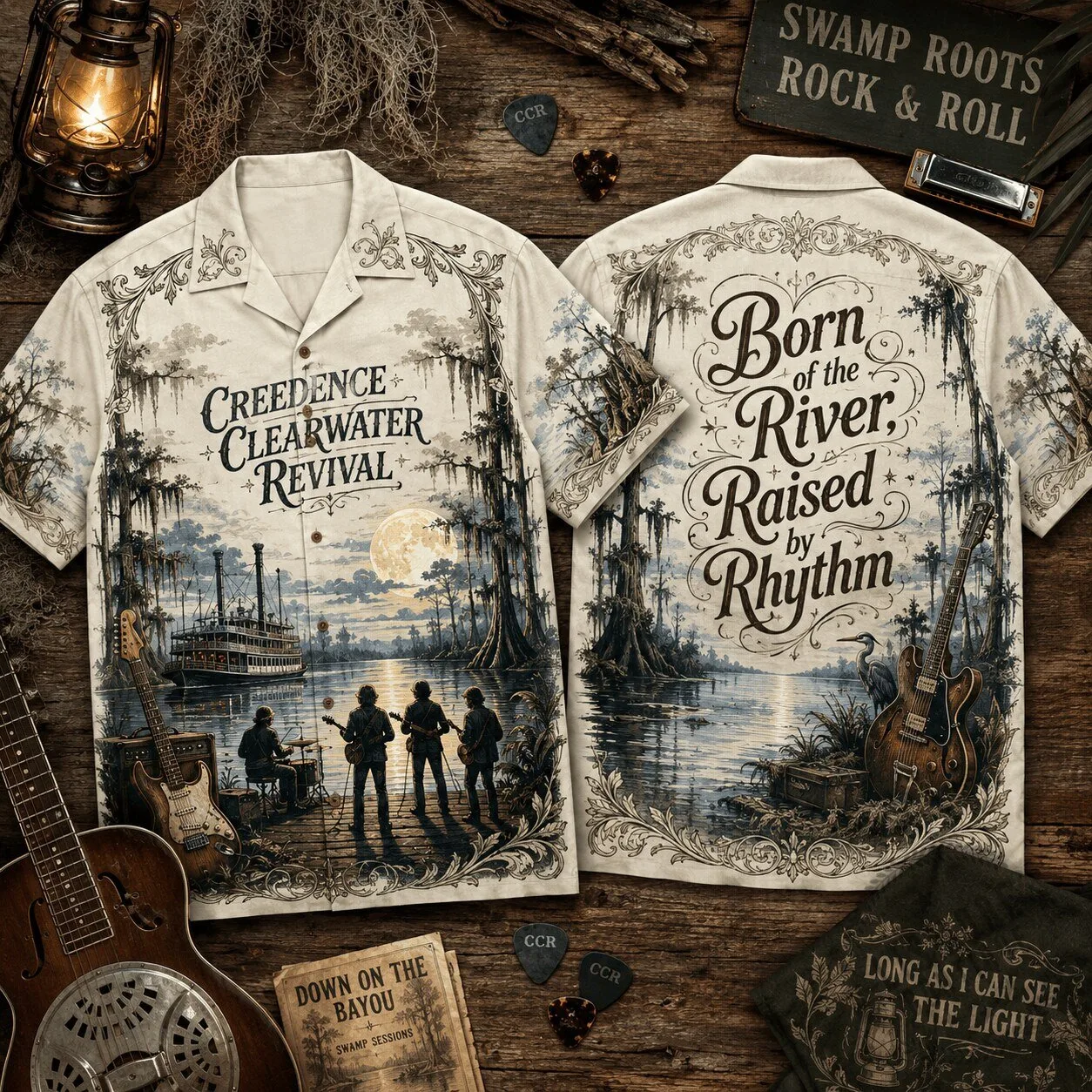 Creedence Clearwater Revival Born of the River Raised by Rhythm Hawaiian Shirt