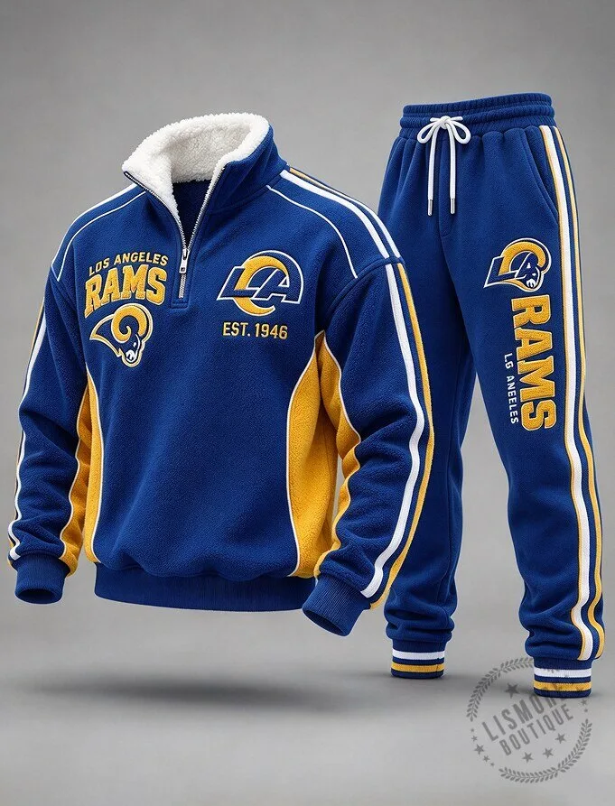 Los Angeles Rams Quarter Zip Pullover Sweatshirt and Joggers Tracksuit