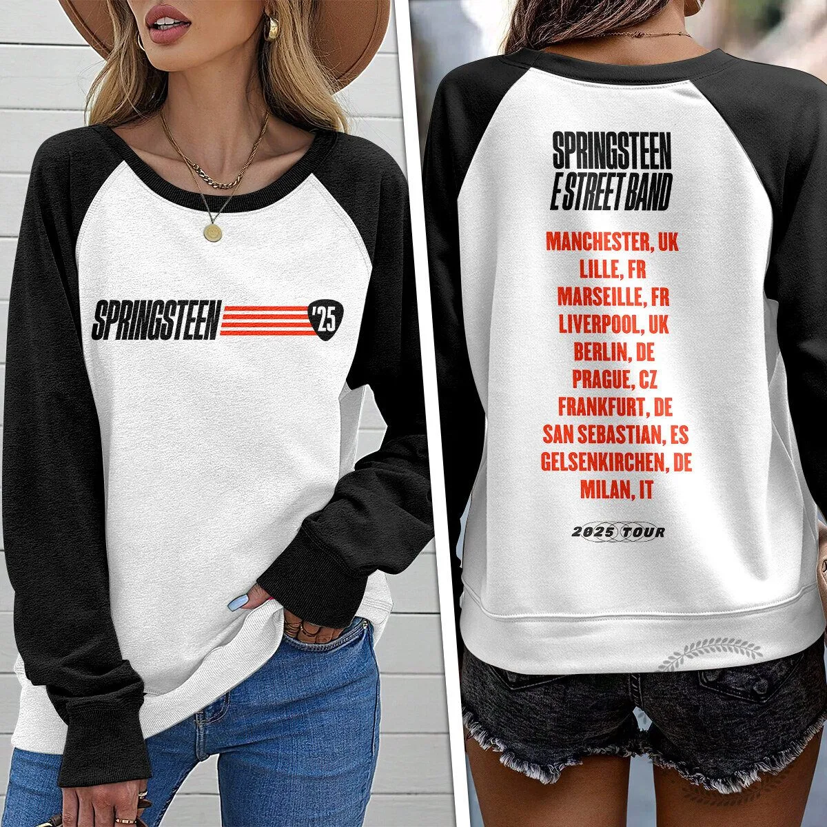 Bruce Springsteen The E Street Band 2025 Tour Dates Raglan Sleeve Sweatshirt
