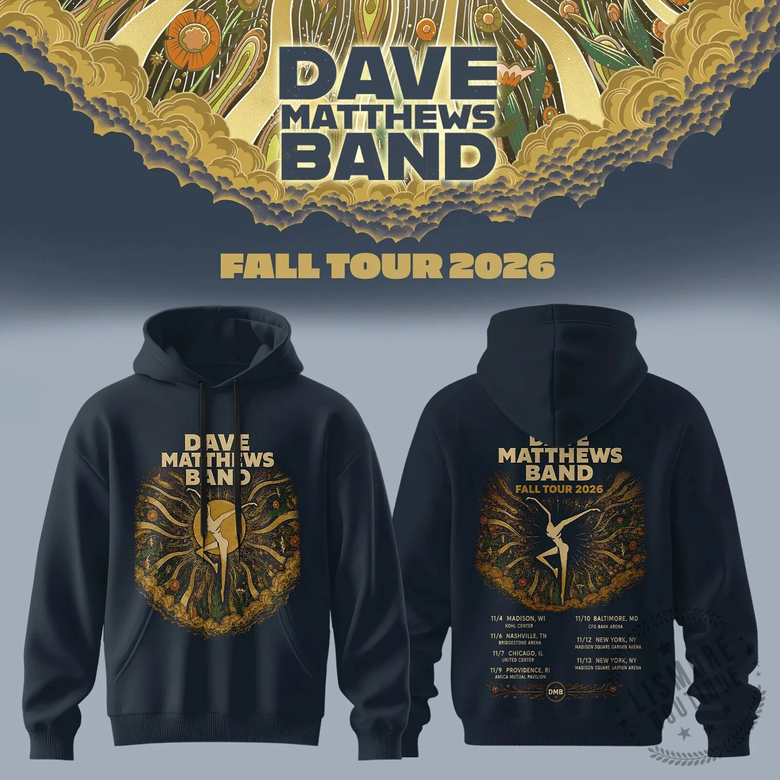 Hoodie for Dave Matthews Band's 2026 Fall Tour Concert Dates