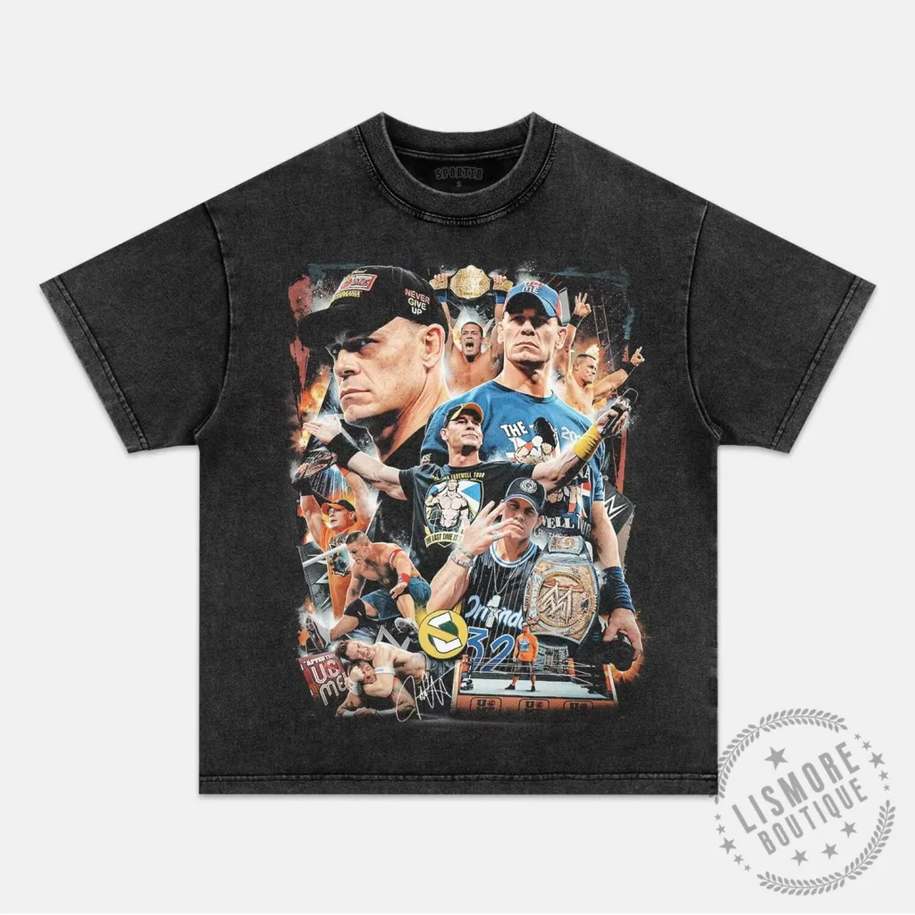 John Cena Never Give Up Collage Graphic T-Shirt John Cena Never Give Up Collage Graphic T-Shirt