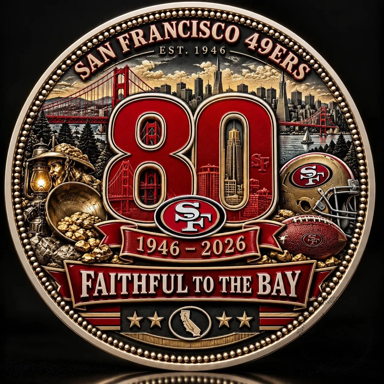 San Francisco 49ers 80th Anniversary Commemorative Coin Faithful To The Bay