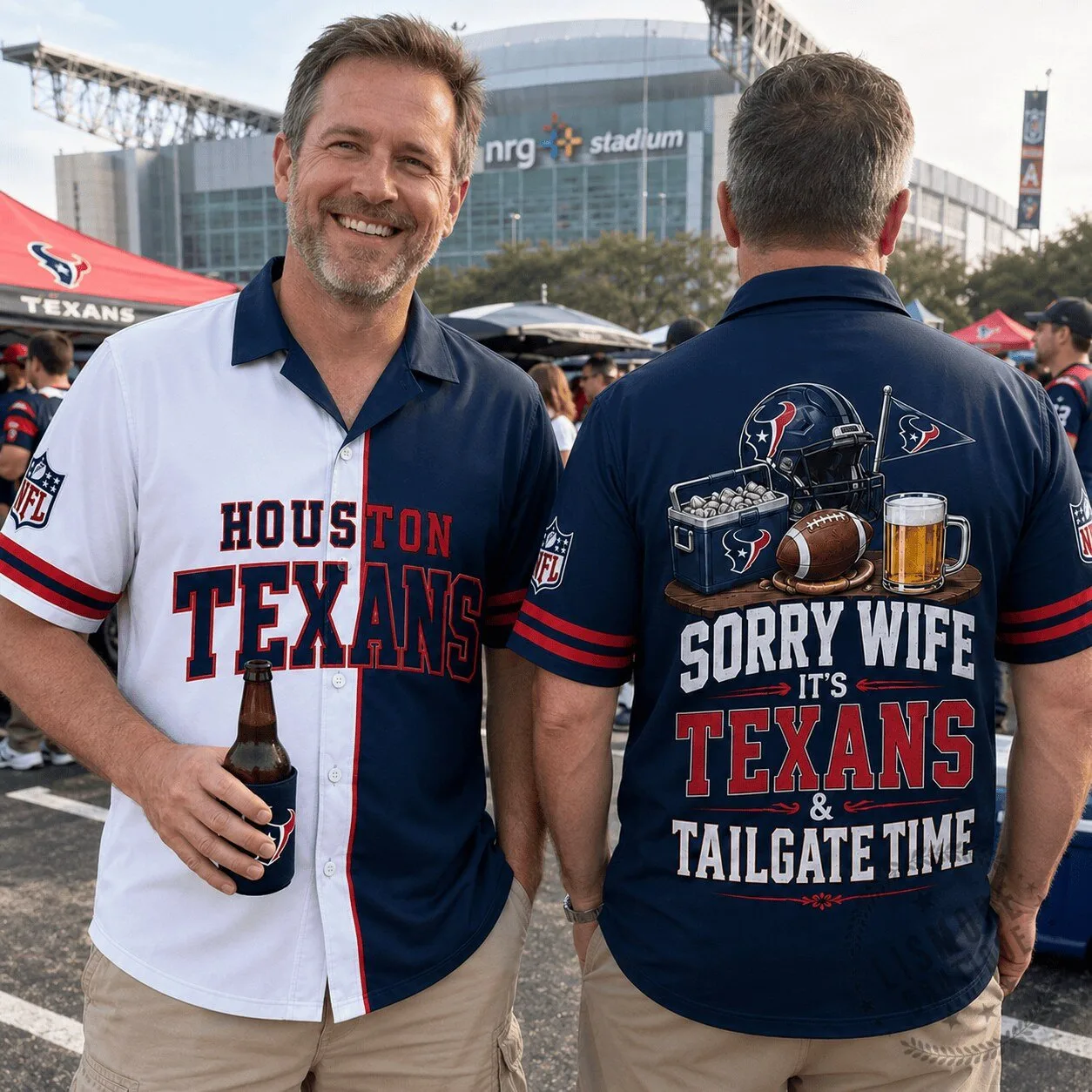 Houston Texans Football Fan Hawaiian Shirt Tailgate Time Apparel
