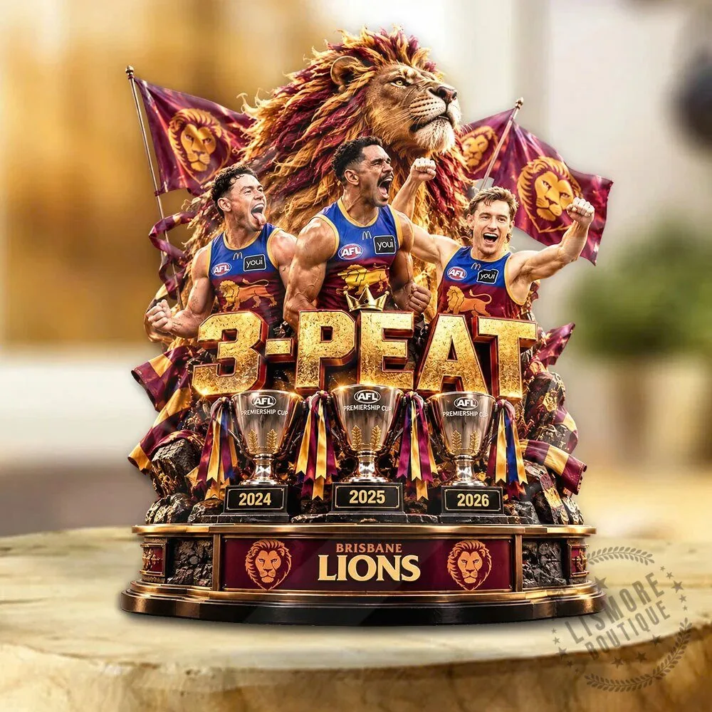Brisbane Lions 2026 AFL Premiers 3-Peat Commemorative Acrylic Plaque