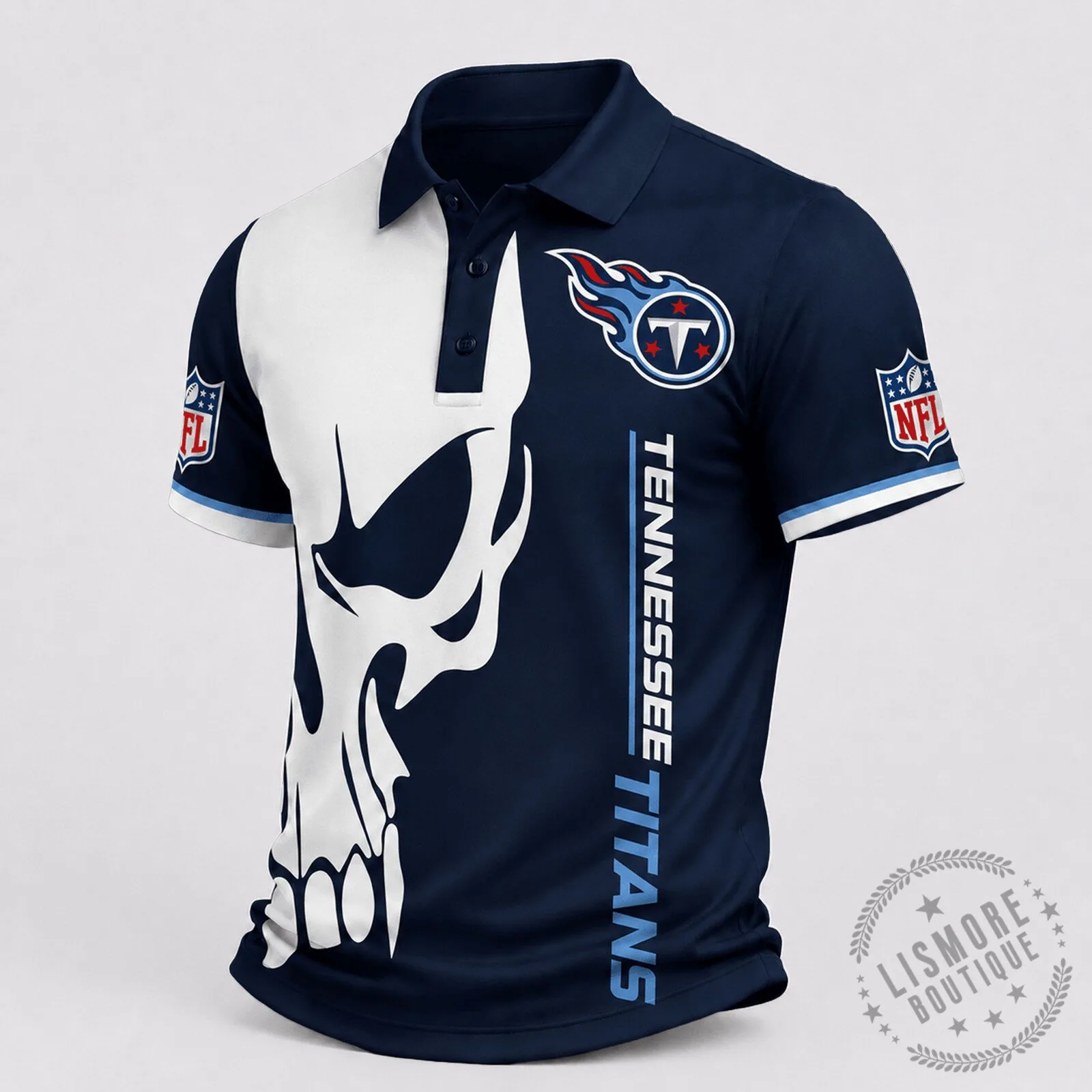 Tennessee Titans Skull Design National Football League Polo Shirt