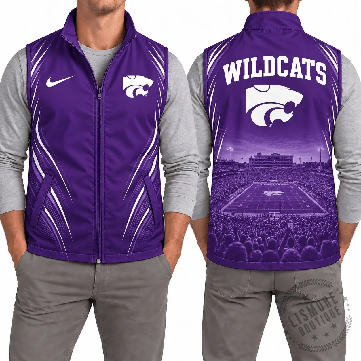Kansas State Wildcats NCAA College Football Full Zip Vest