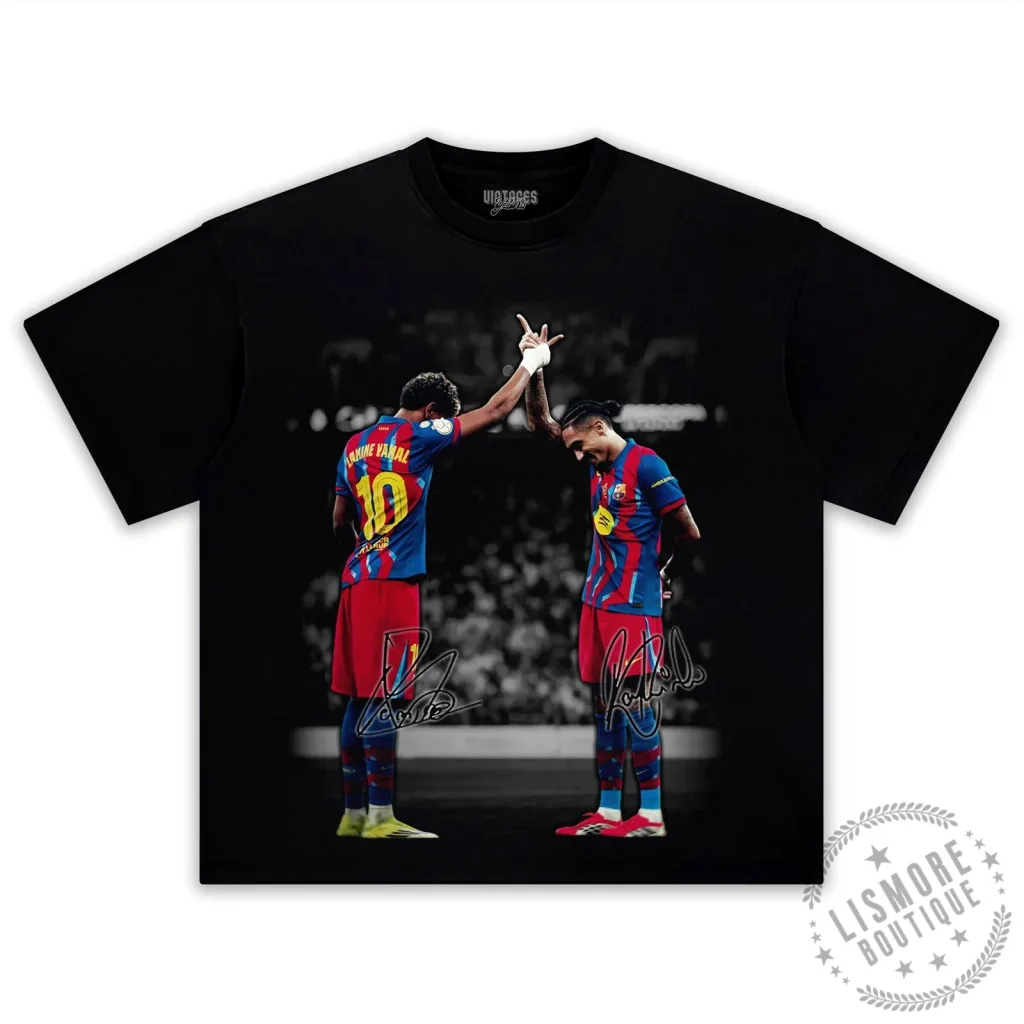 Lamine Yamal Raphinha Barcelona Football Club T-Shirt Lamine Yamal Raphinha Barcelona Football Club T-Shirt