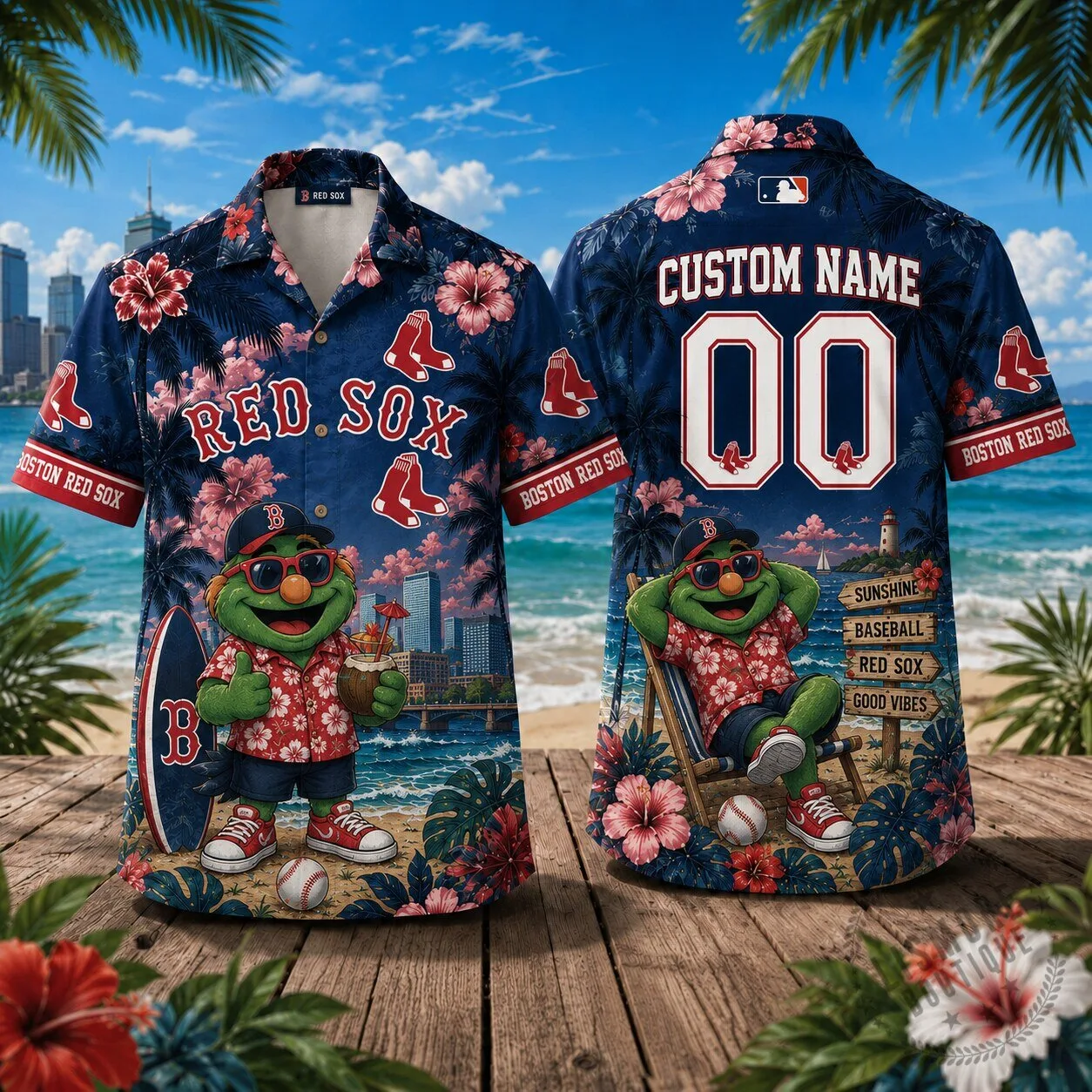 Red Sox Baseball Boston Red Sox Wally The Green Monster Hawaiian Shirt
