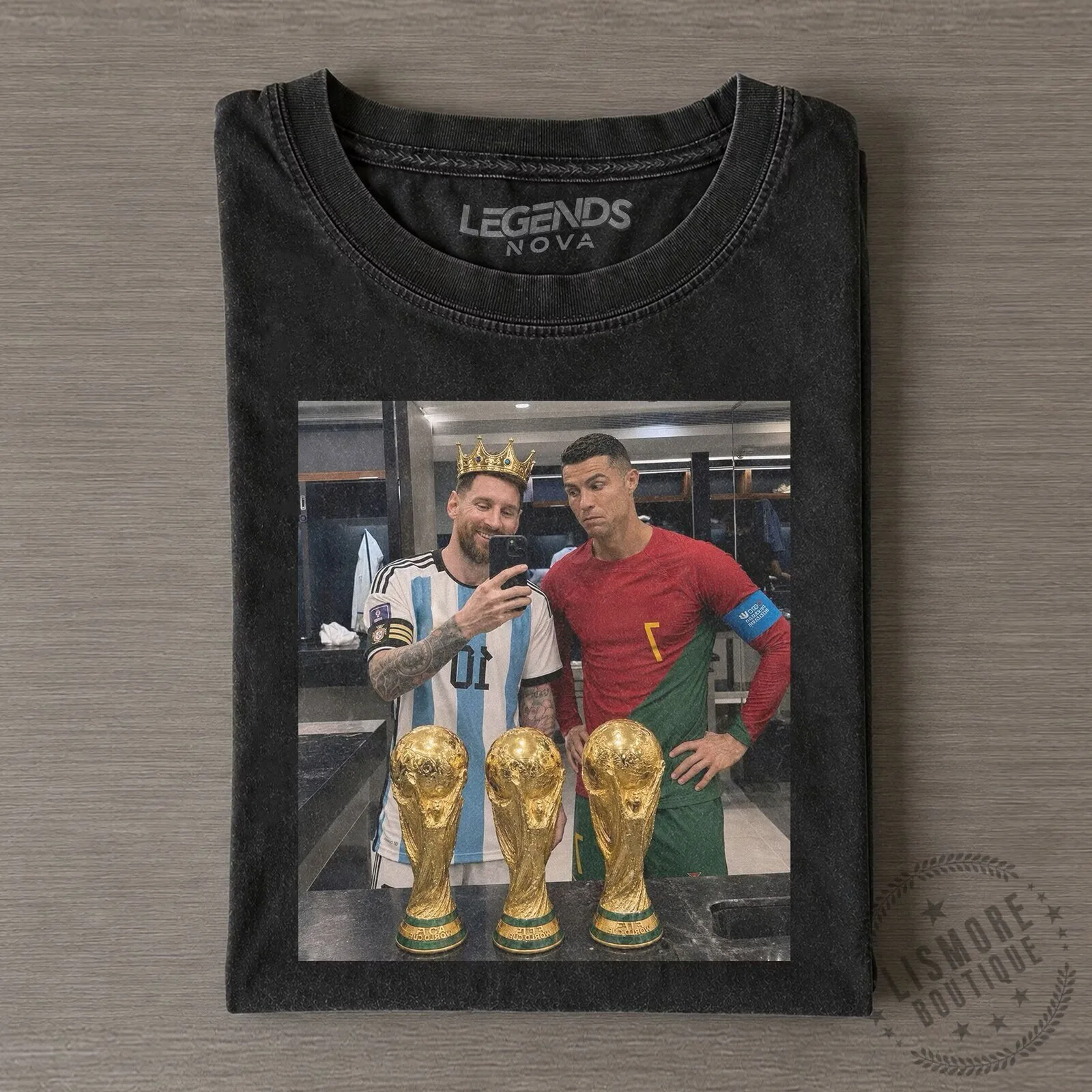 World Cup Champions T-Shirt featuring Cristiano Ronaldo and Lionel Messi