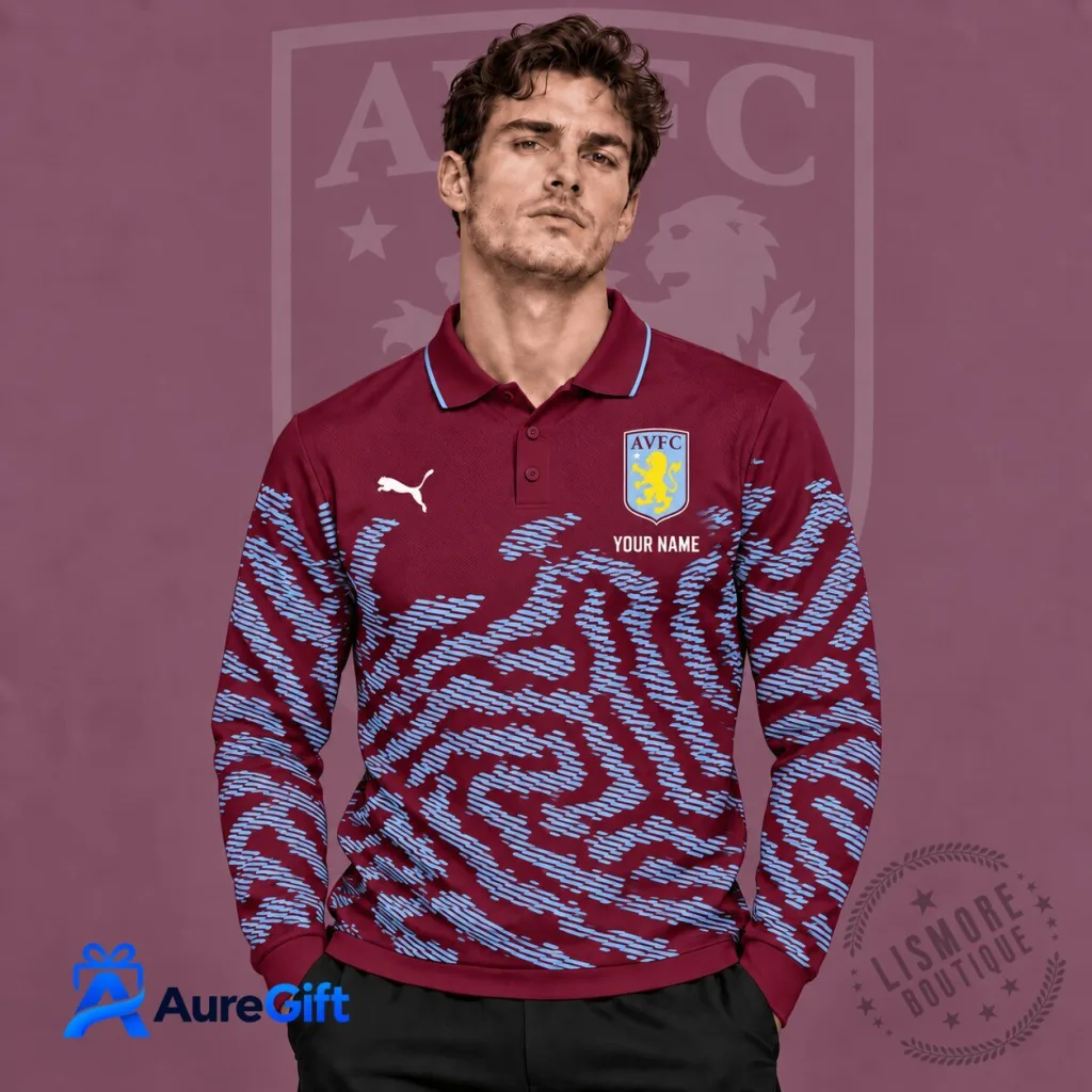 Aston Villa Football Club Personalized Long Sleeve Polo Shirt for Men and Women Aston Villa Football Club Personalized Long Sleeve Polo Shirt for Men and Women