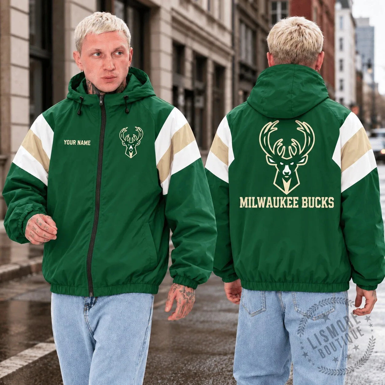 Milwaukee Bucks NBA Basketball Team Green and White Fan Jacket