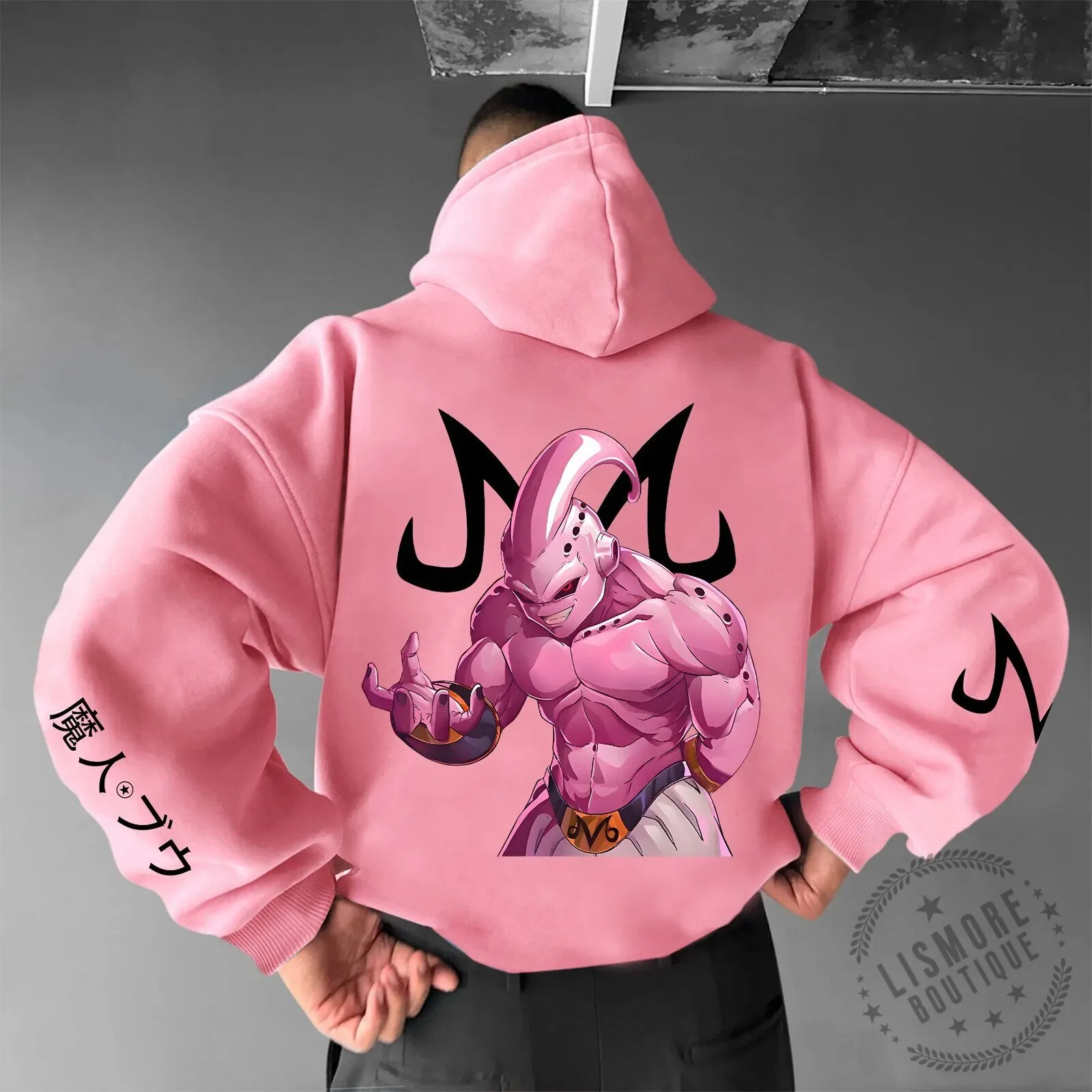 Majin Buu Dragon Ball Z Anime Character Pink Graphic Hoodie
