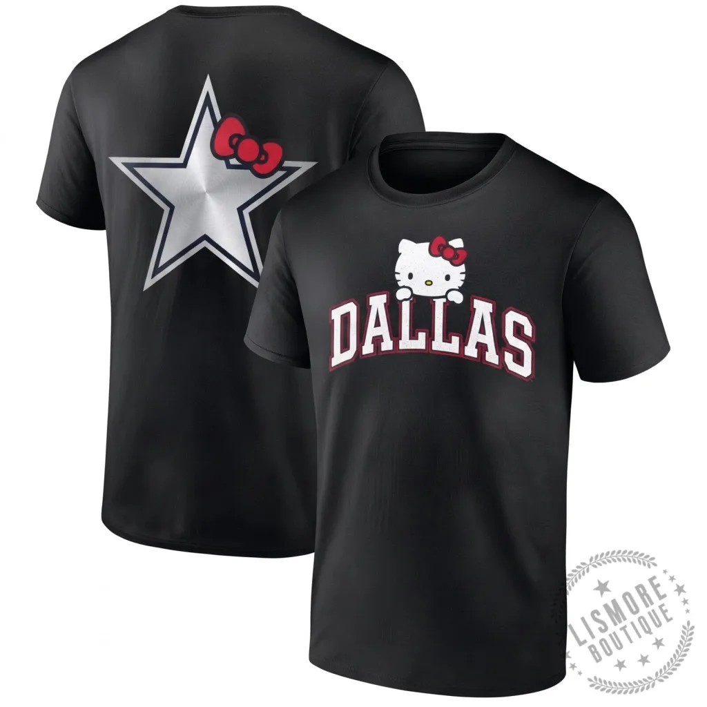 Dallas Cowboys Hello Kitty Two Sides Black T-Shirt Dallas Cowboys Hello Kitty Two Sides Black T-Shirt