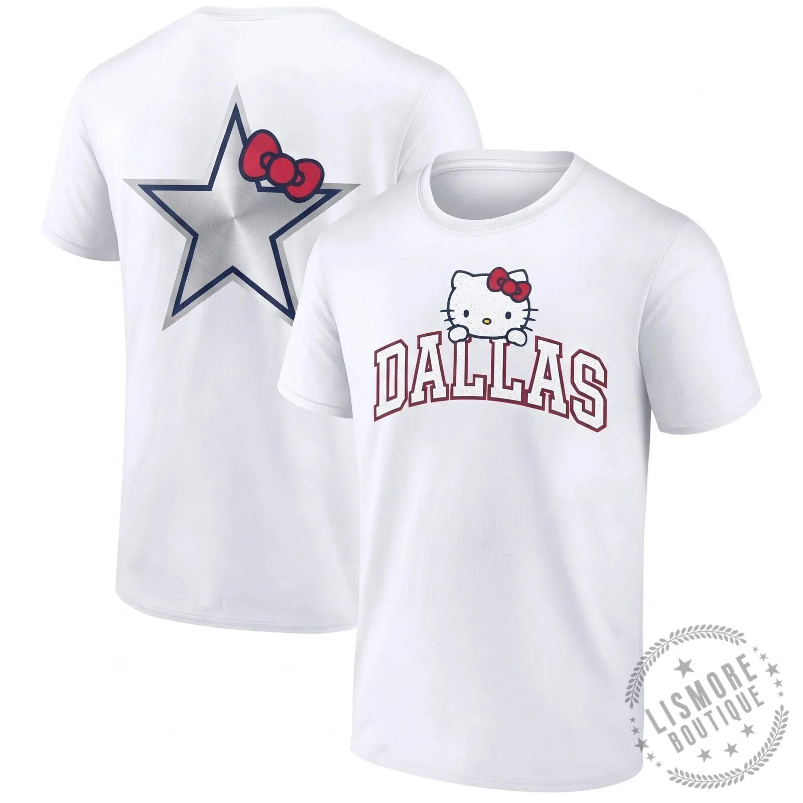 Dallas Cowboys Hello Kitty Two Sides Black T-Shirt 6 Dallas Cowboys Hello Kitty Two Sides Black T-Shirt