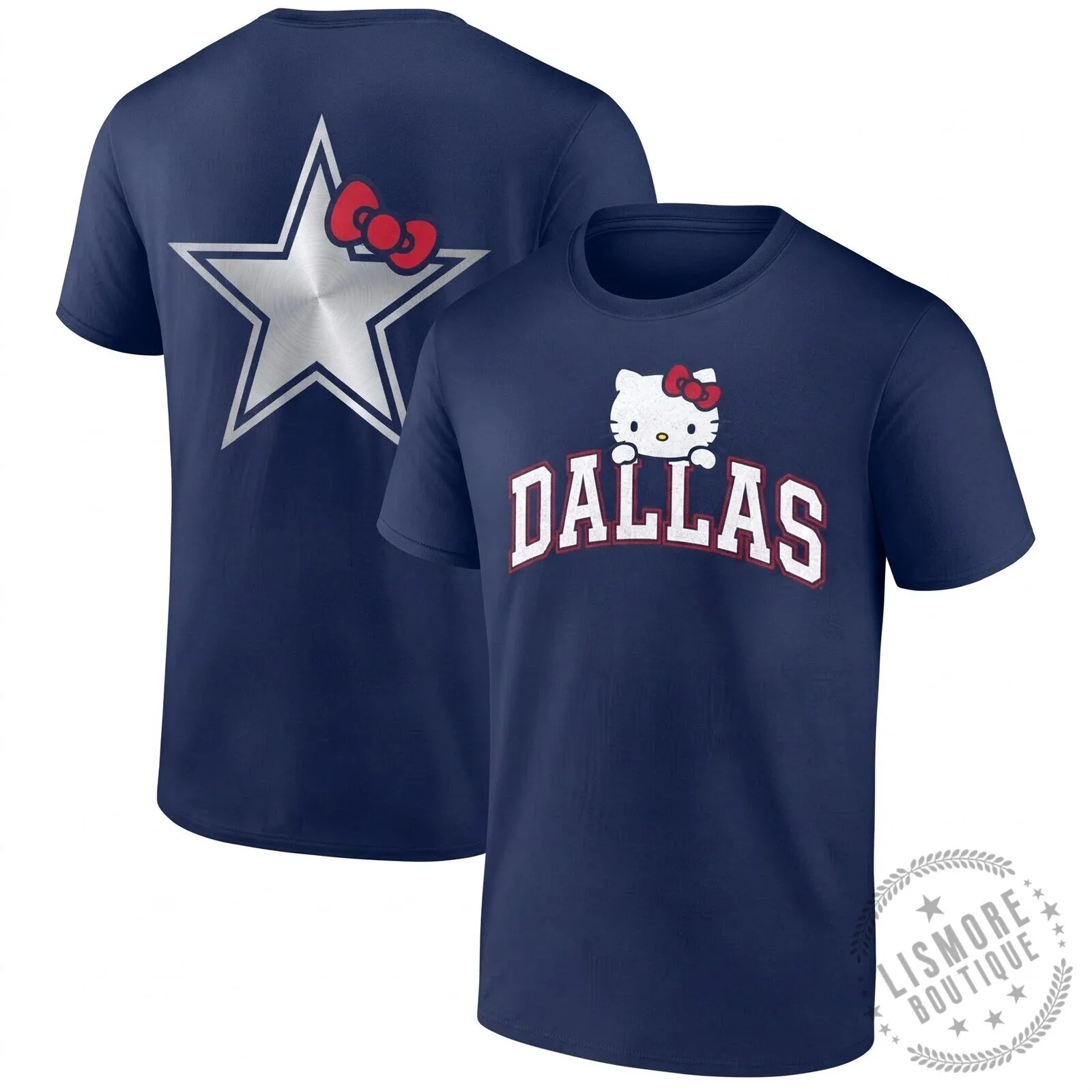 Dallas Cowboys Hello Kitty Two Sides Black T-Shirt 7 Dallas Cowboys Hello Kitty Two Sides Black T-Shirt